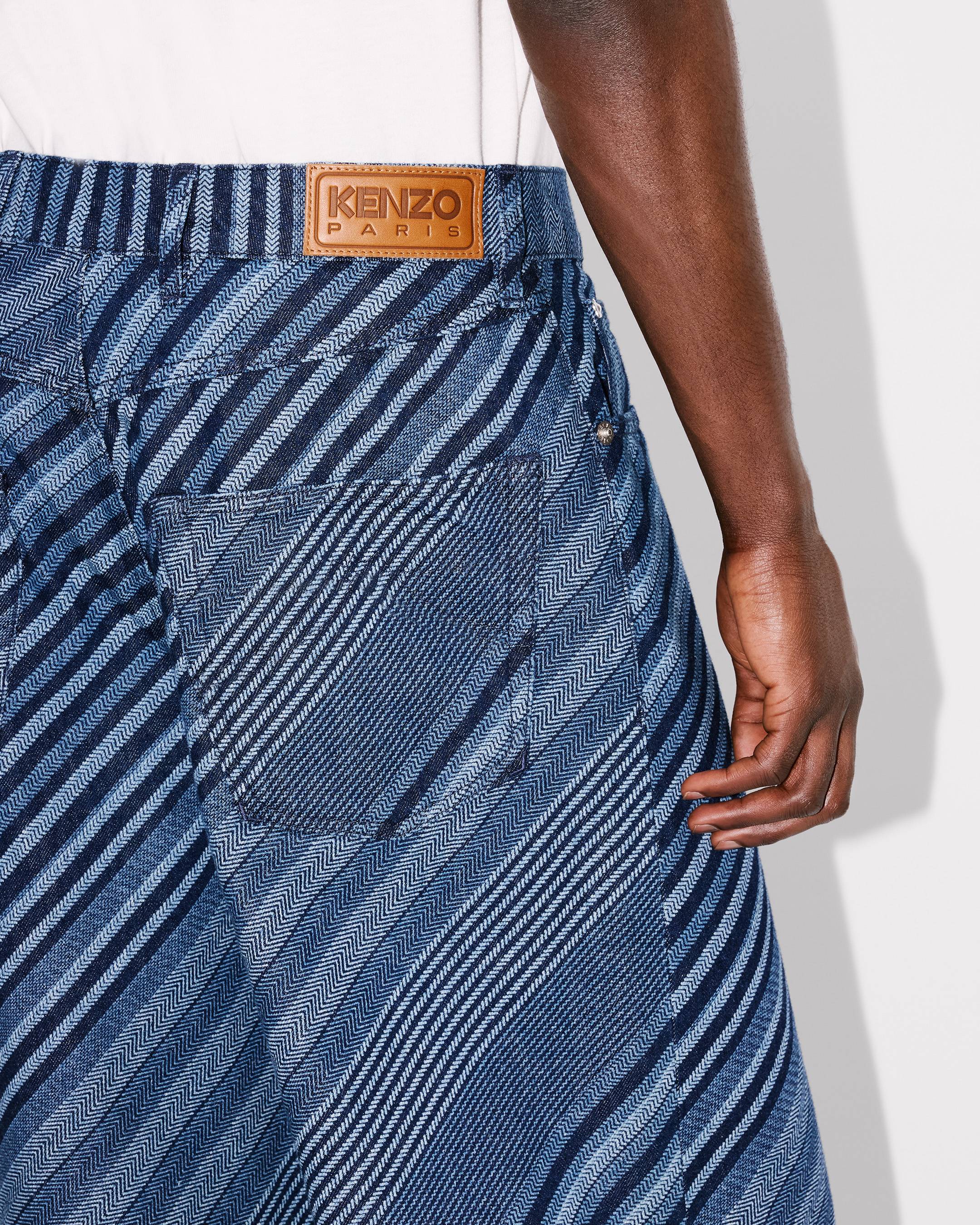 'Kenzo Diagonal Stripe' turn up wide fit jeans in Japanese denim