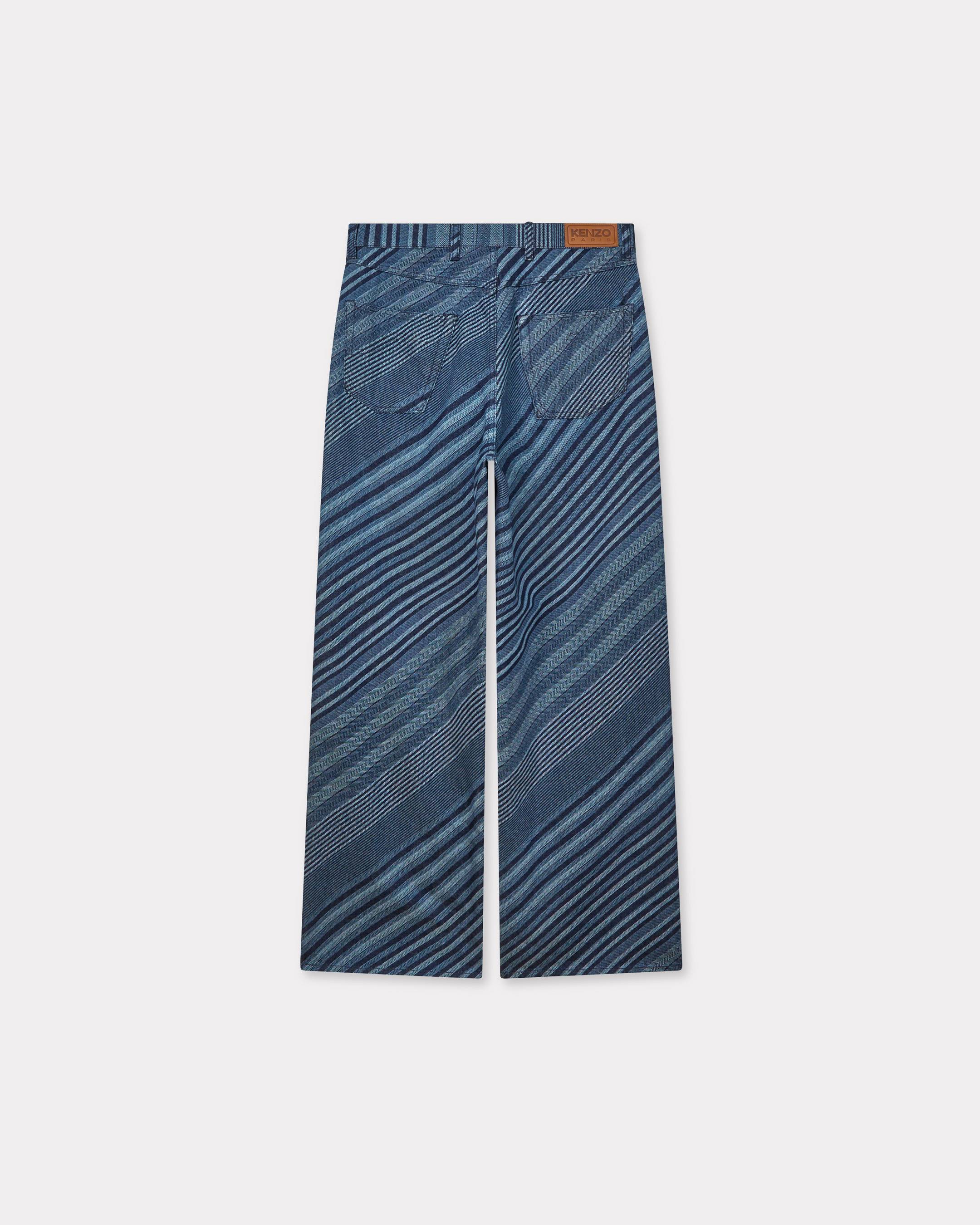 'Kenzo Diagonal Stripe' turn up wide fit jeans in Japanese denim