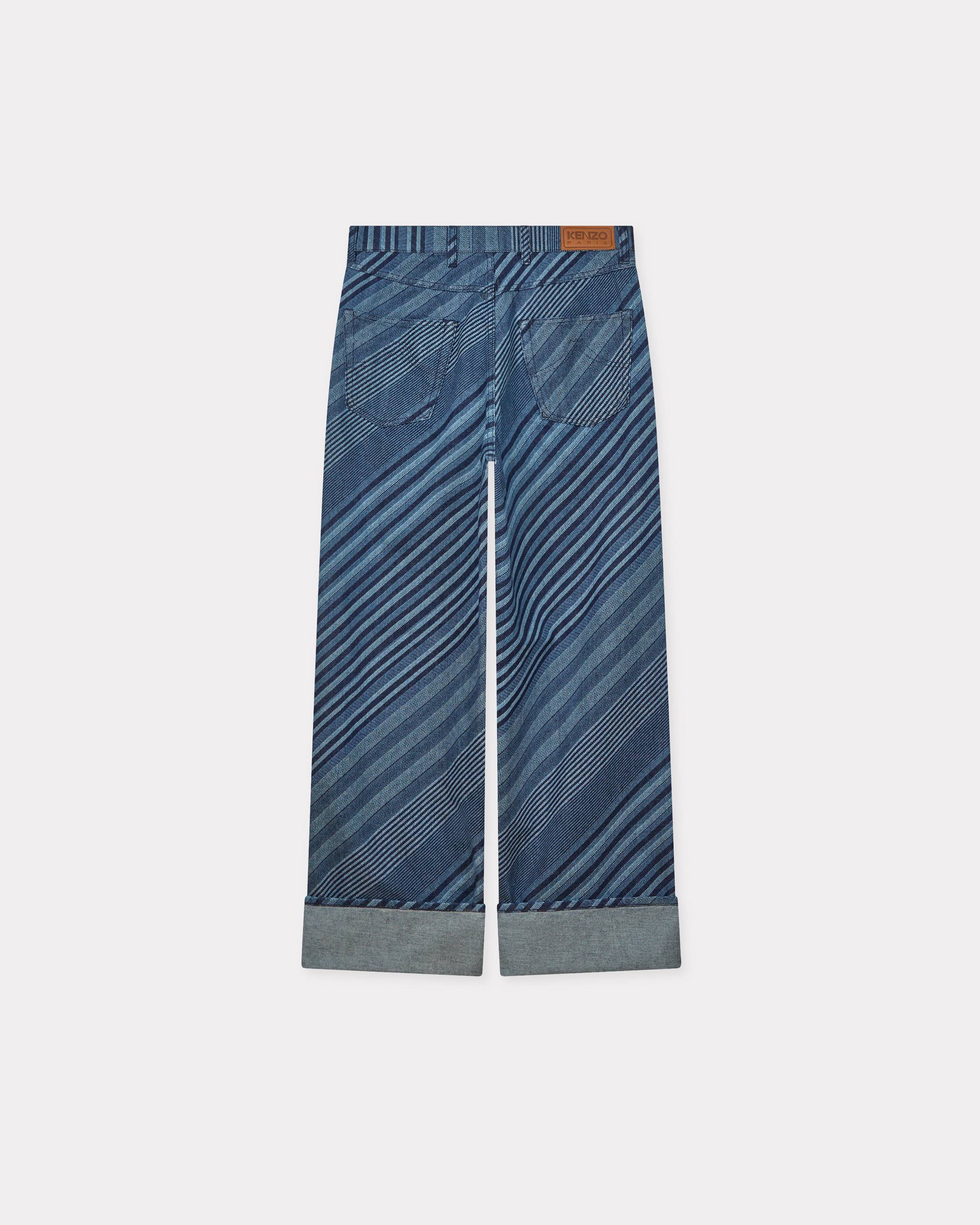'Kenzo Diagonal Stripe' turn up wide fit jeans in Japanese denim