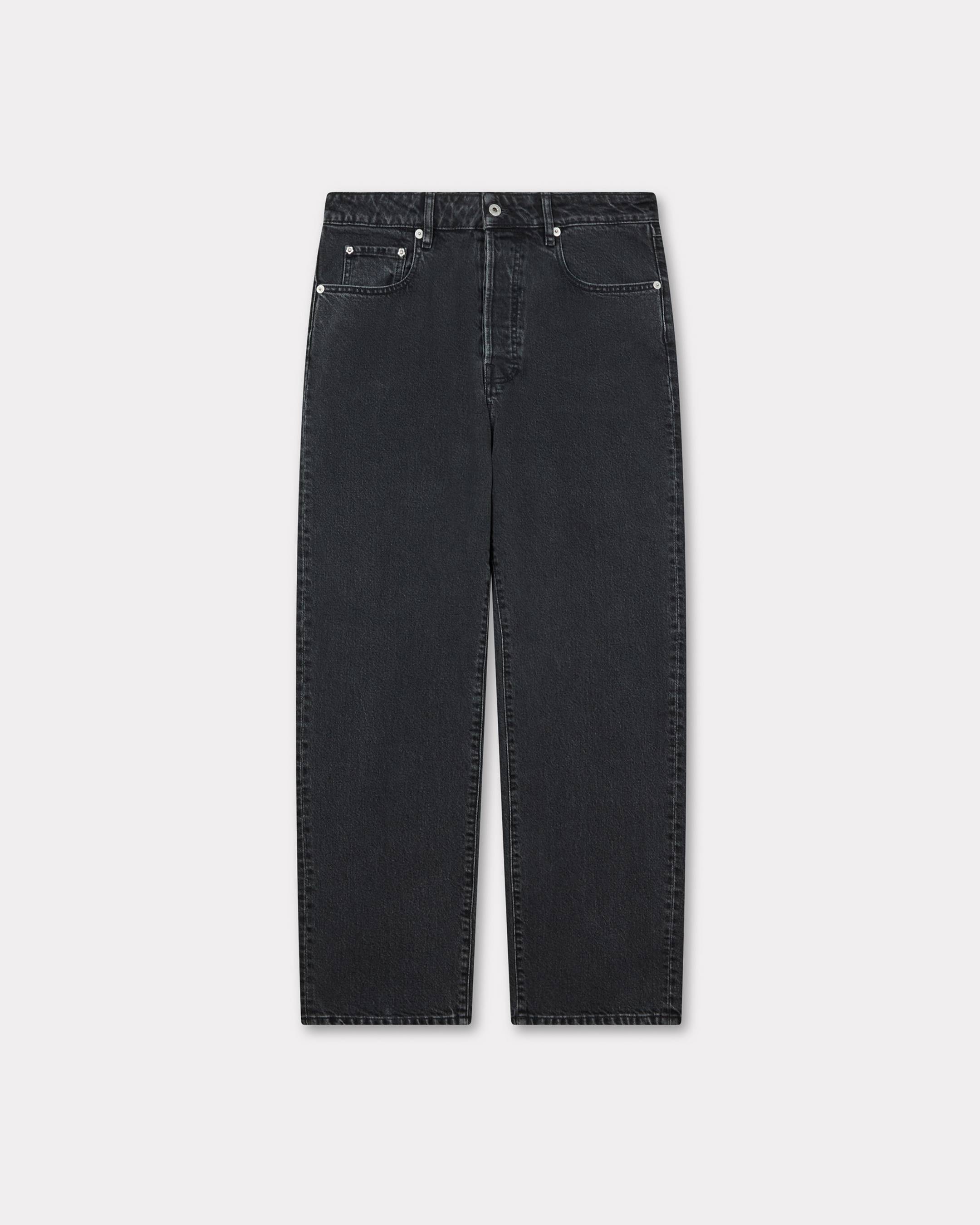 KENZO Botan Loose Fit Jeans In Japanese Denim Stone Bleached Black Denim- Mens - Size 33