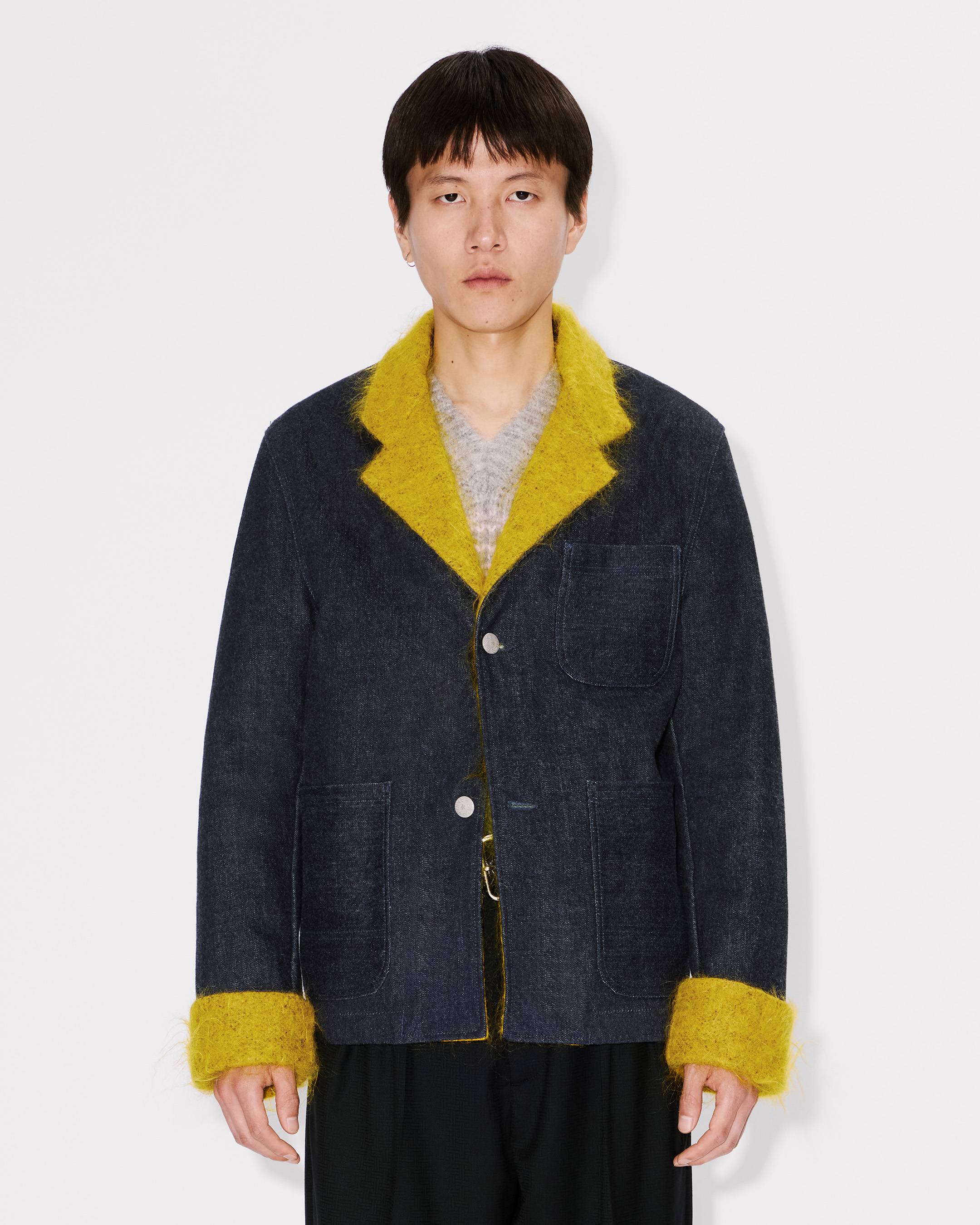 Fur tailored jacket in Japanese denim
