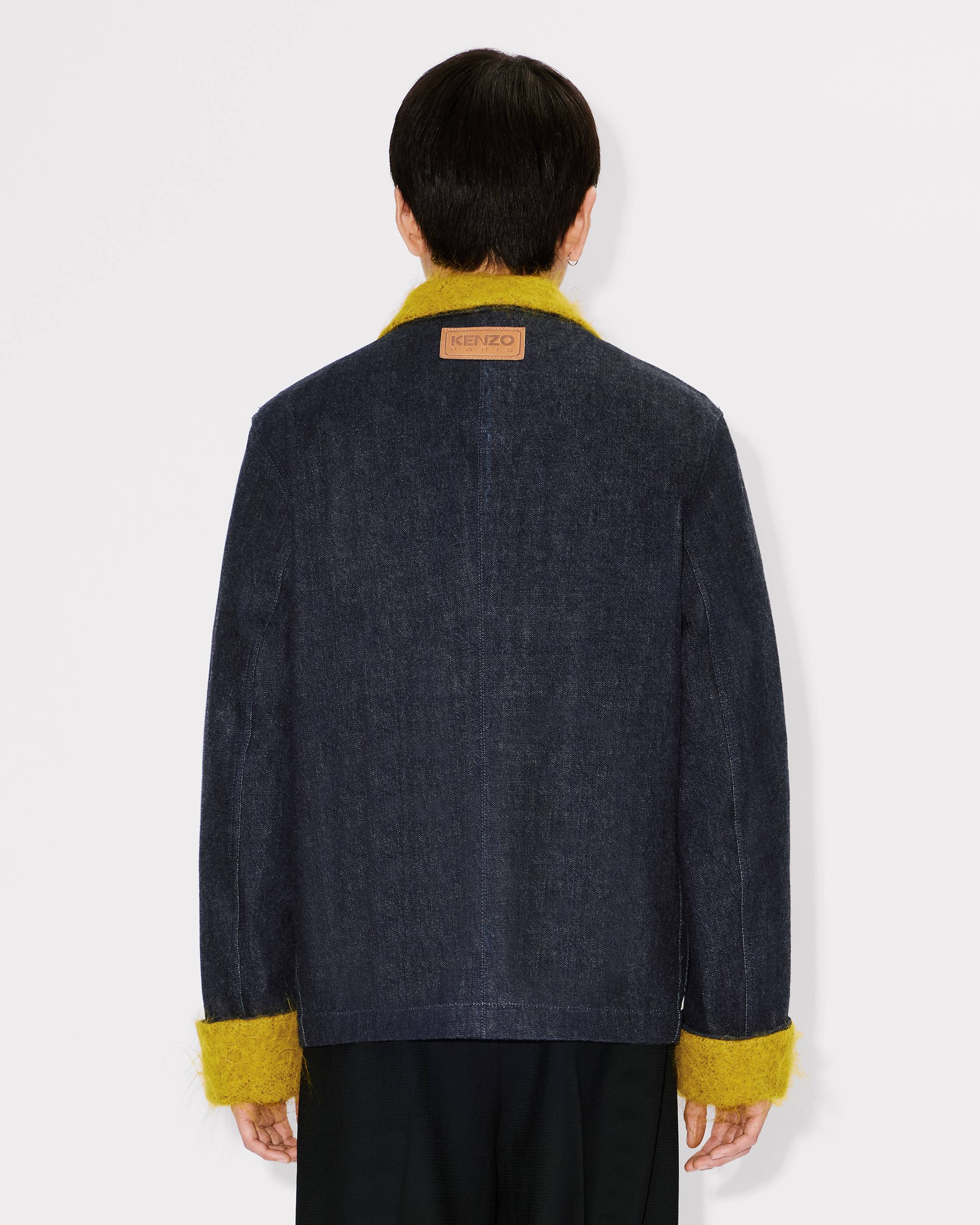 Fur tailored jacket in Japanese denim