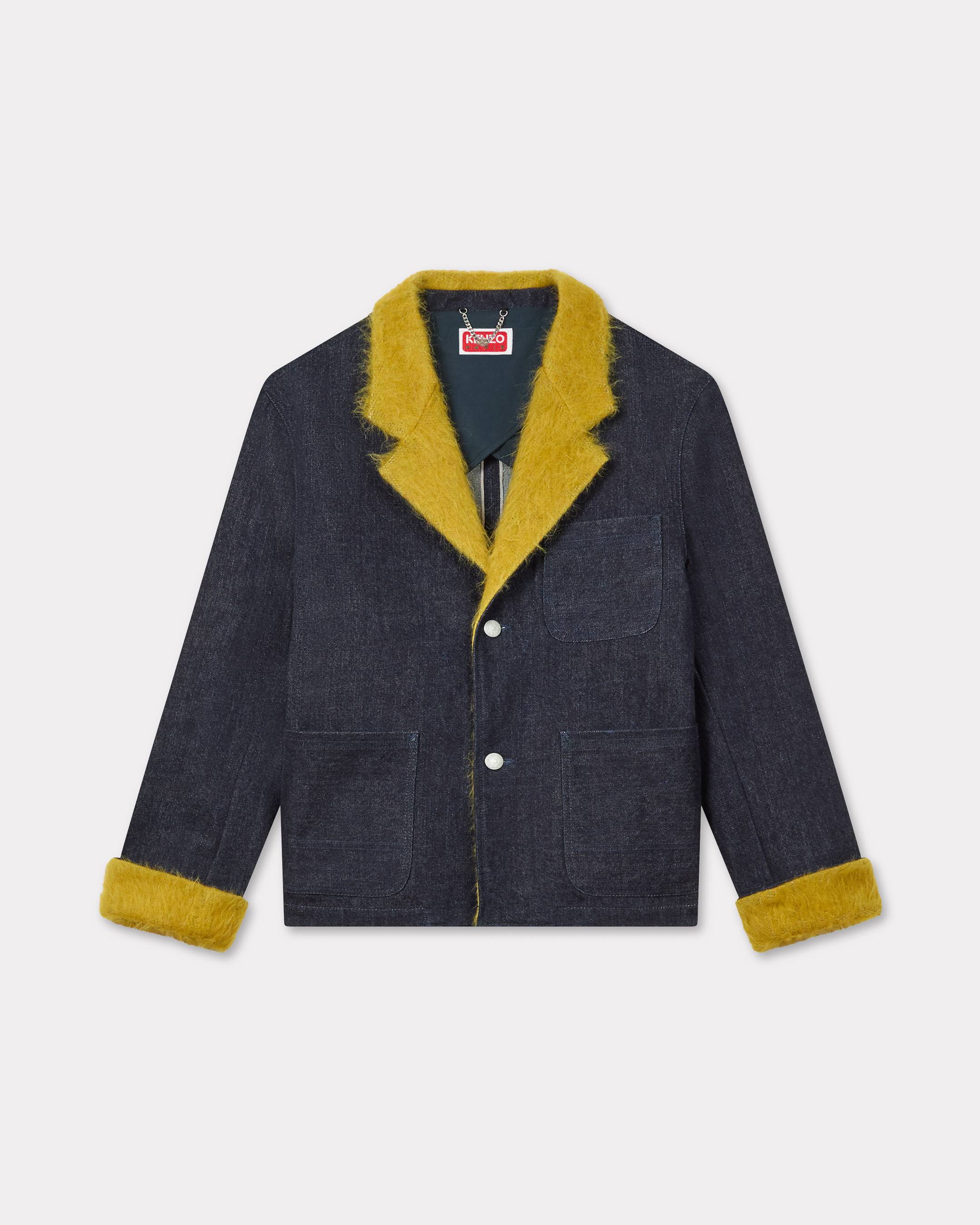 KENZO Fur Tailored Jacket In Japanese Denim, Man, Rinse Blue Size Xs, Wool