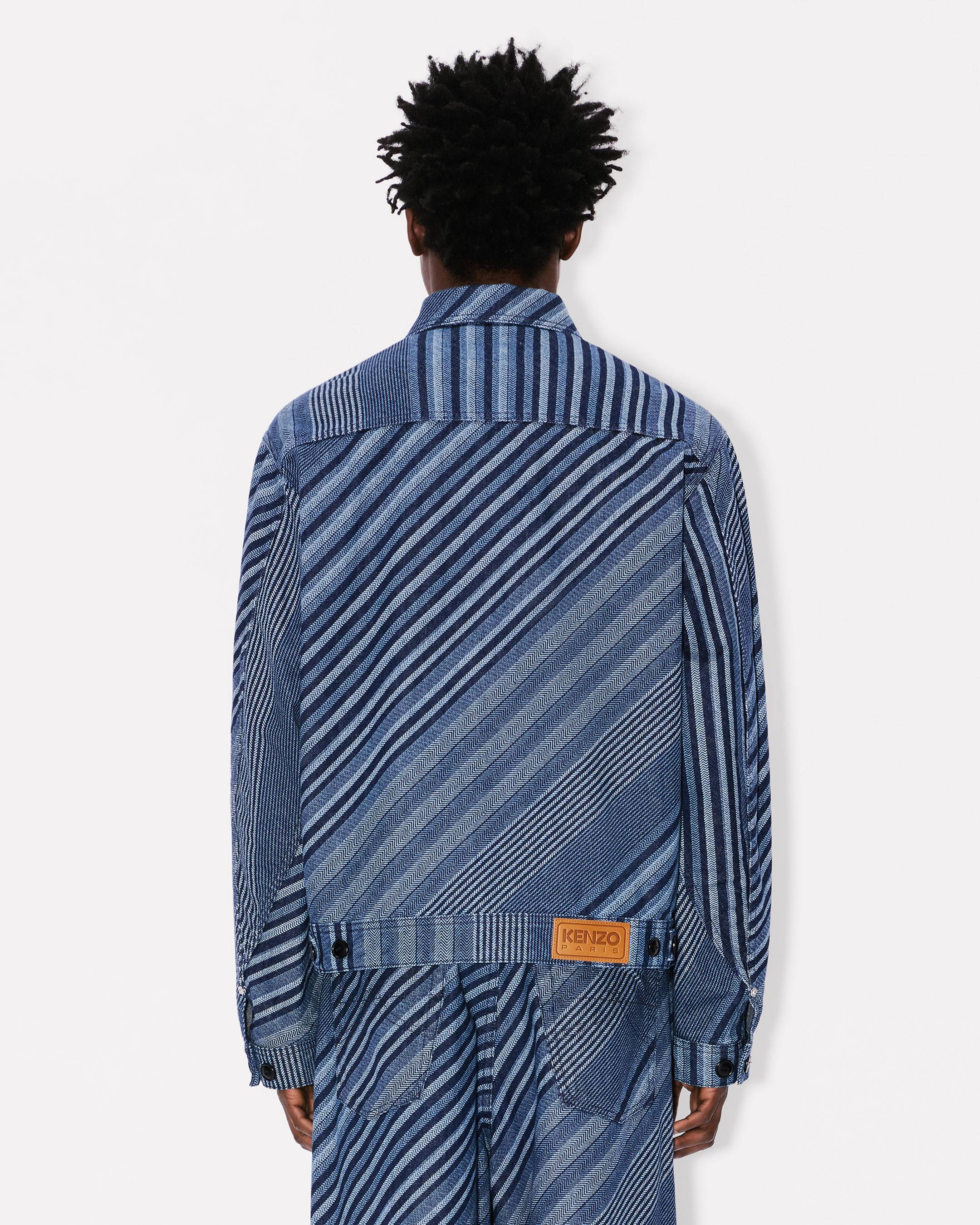 'KENZO Diagonal Stripe' zipped trucker jacket in Japanese denim