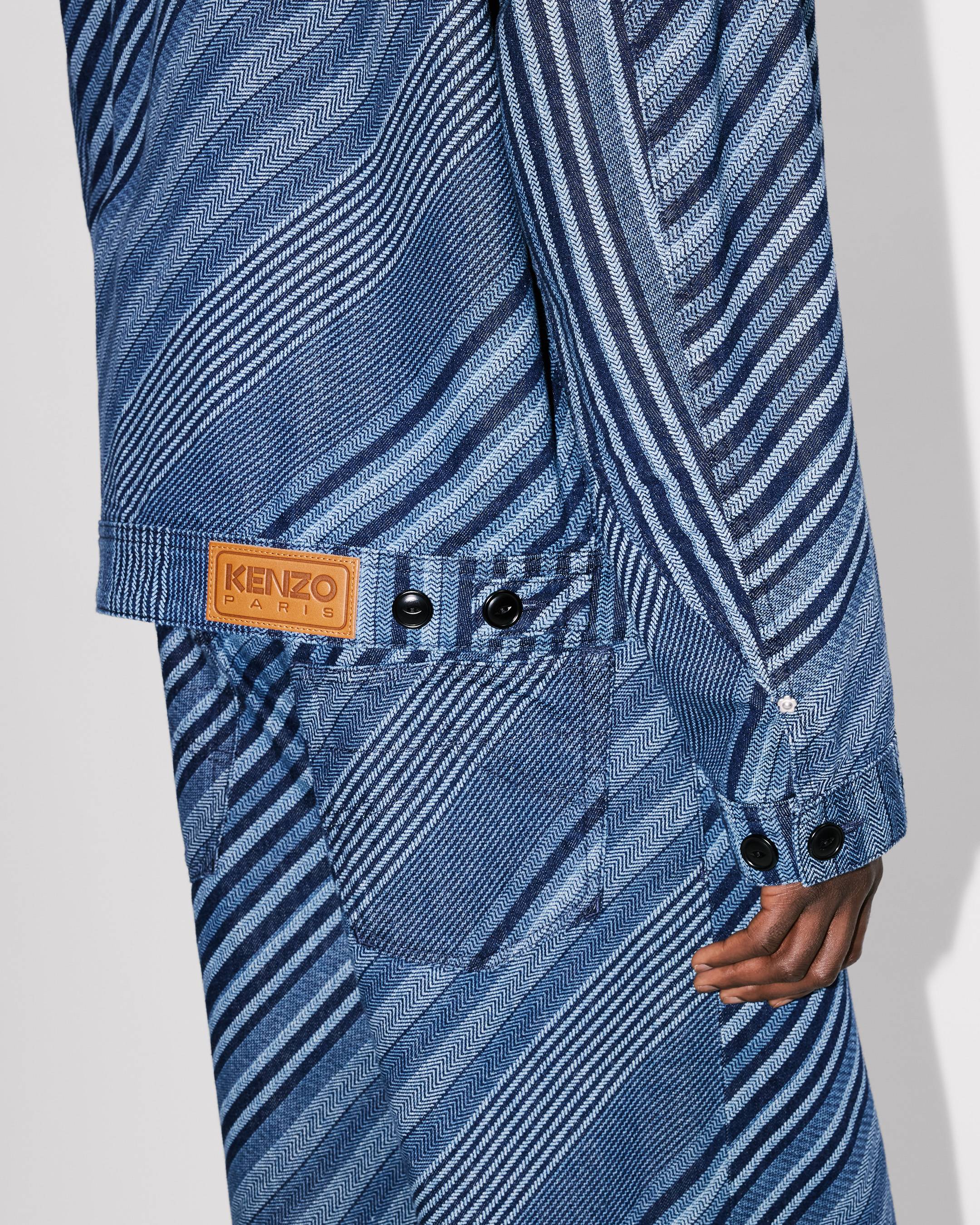 'KENZO Diagonal Stripe' zipped trucker jacket in Japanese denim