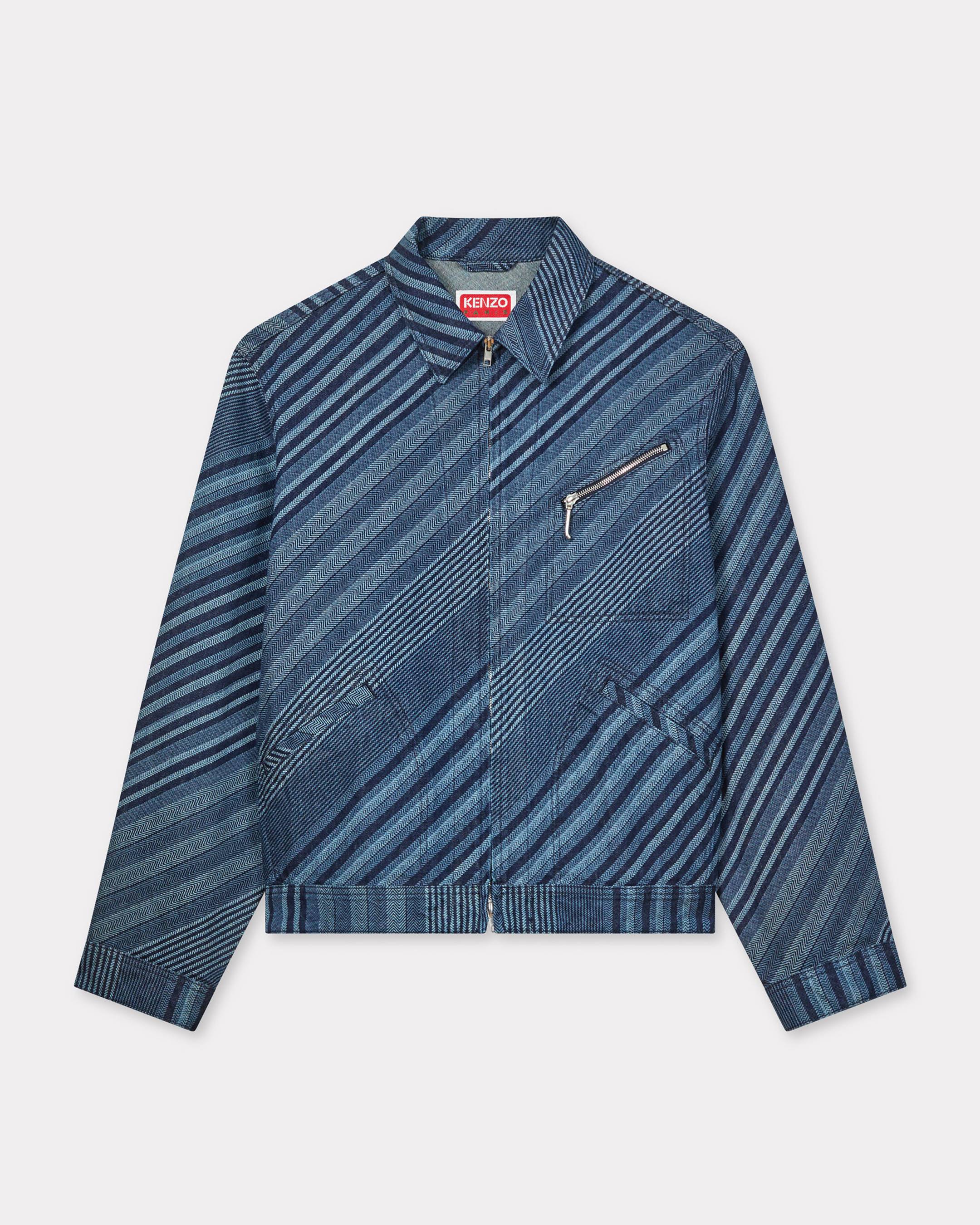 'KENZO Diagonal Stripe' zipped trucker jacket in Japanese denim