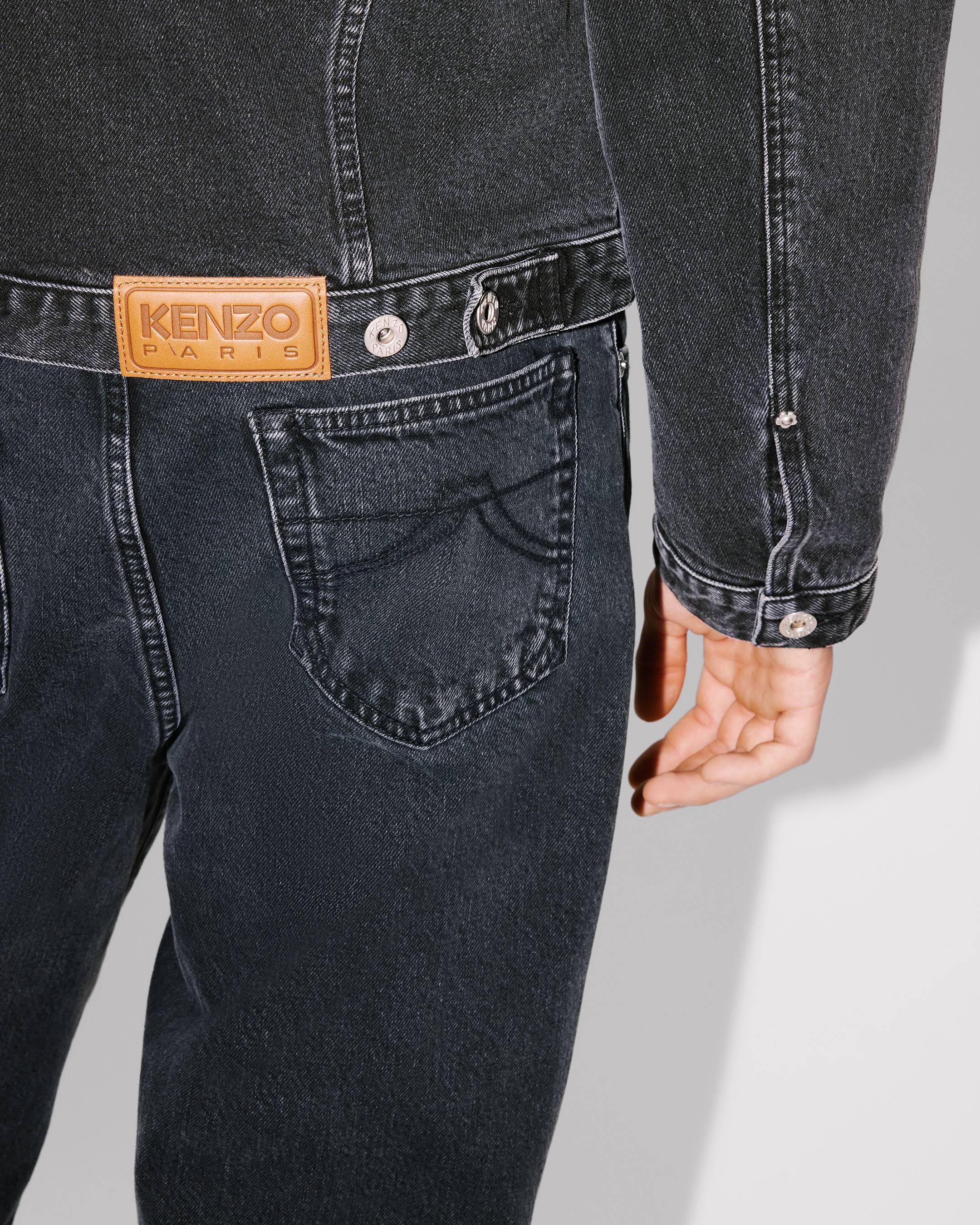 Boke Flower' embroidered trucker jacket in japanese denim | Men's