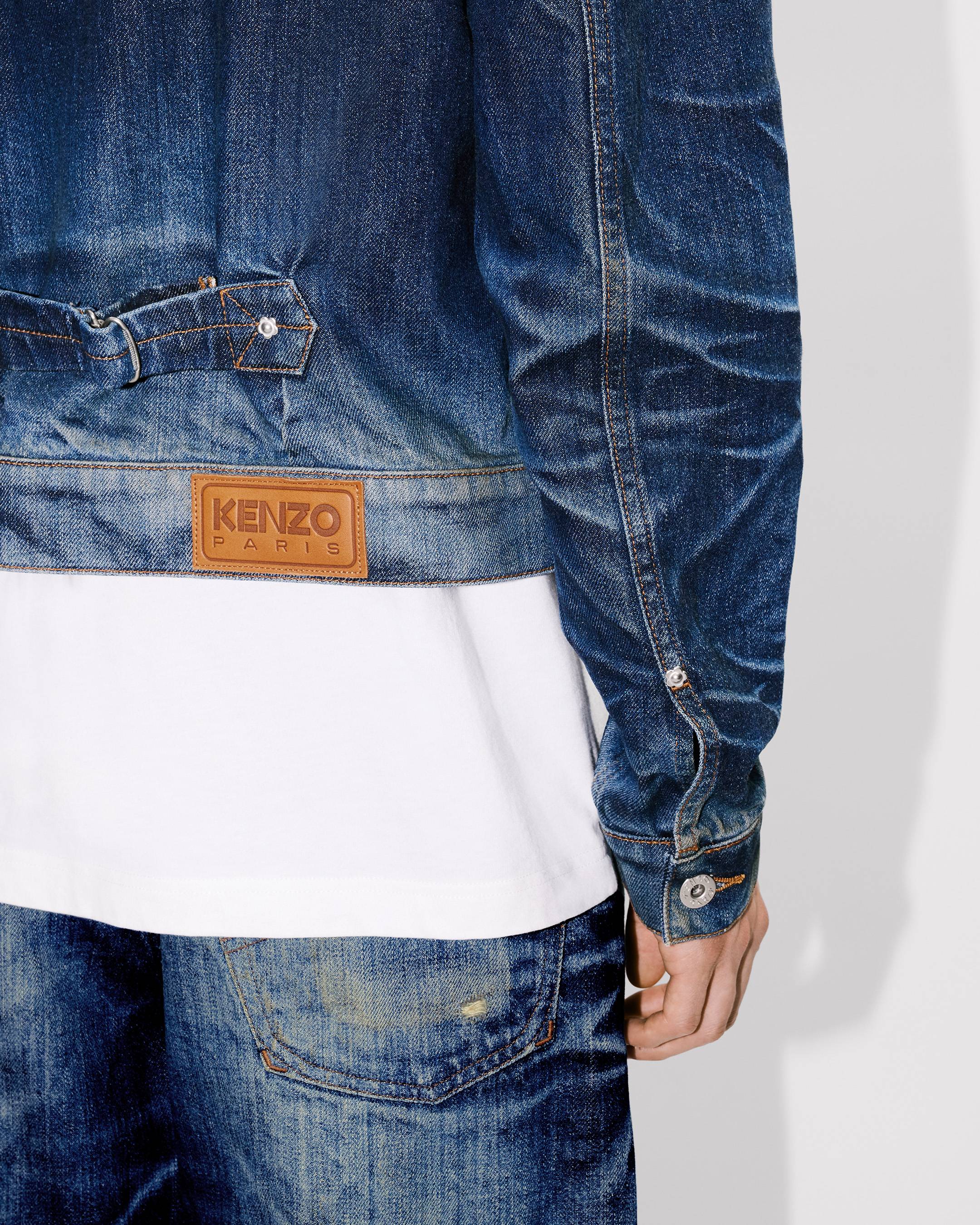 Slim pleated trucker in jacket in Japanese denim