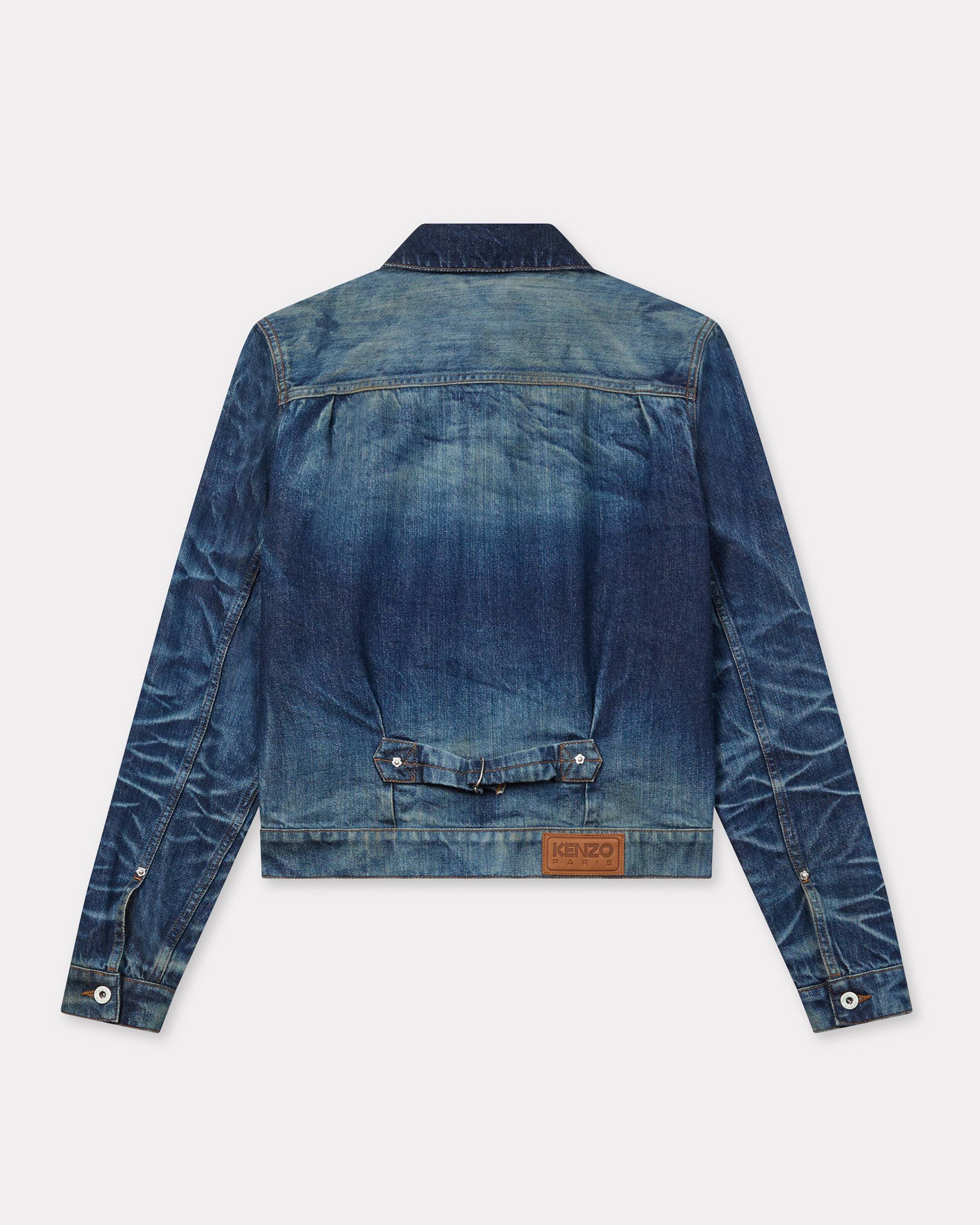 Slim pleated trucker in jacket in Japanese denim