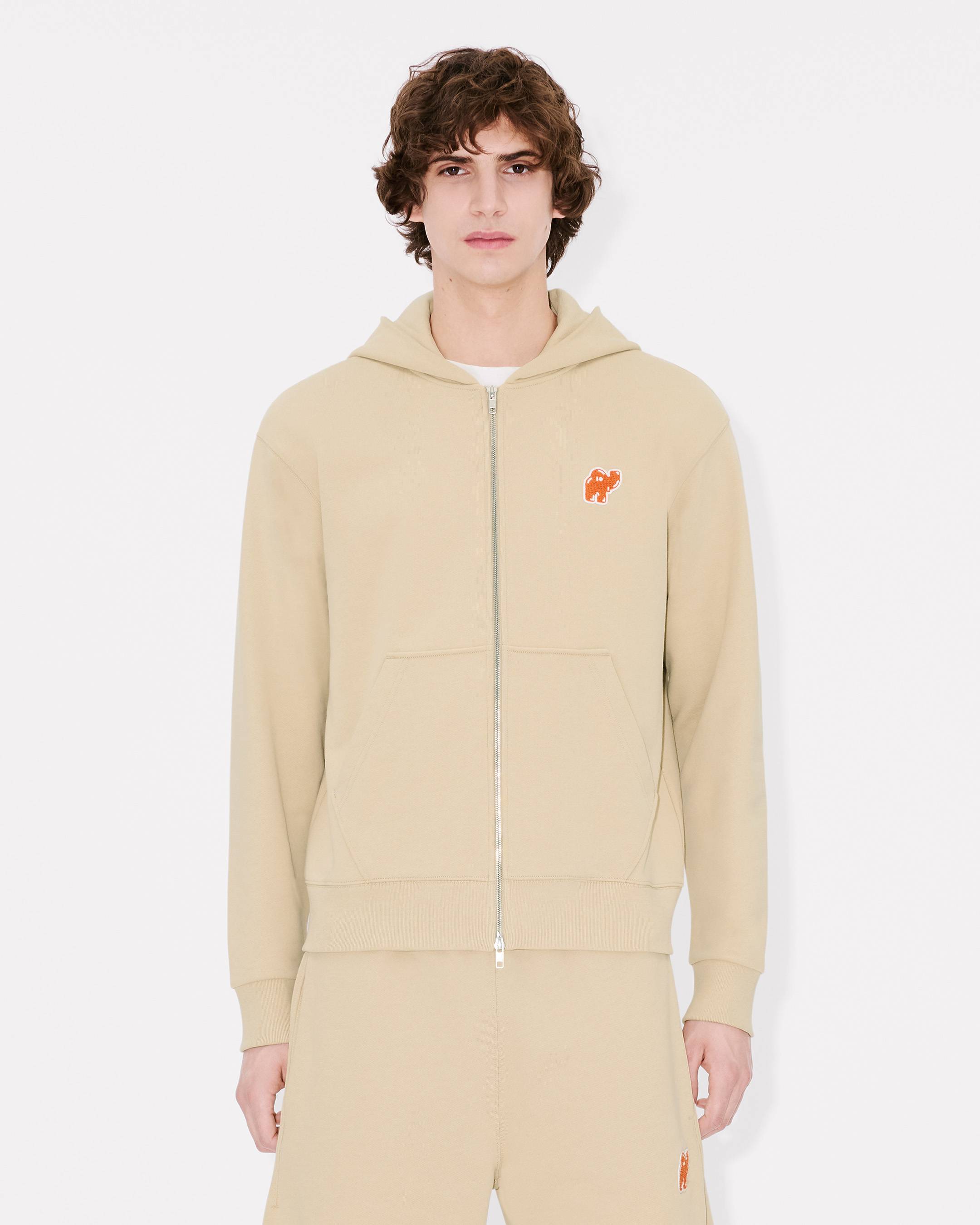 人気商品！ KENZO エレファント＆ロゴ入り コットンフーディー KENZO Elephant Logo' embroidered full-zip hoodie in cotton