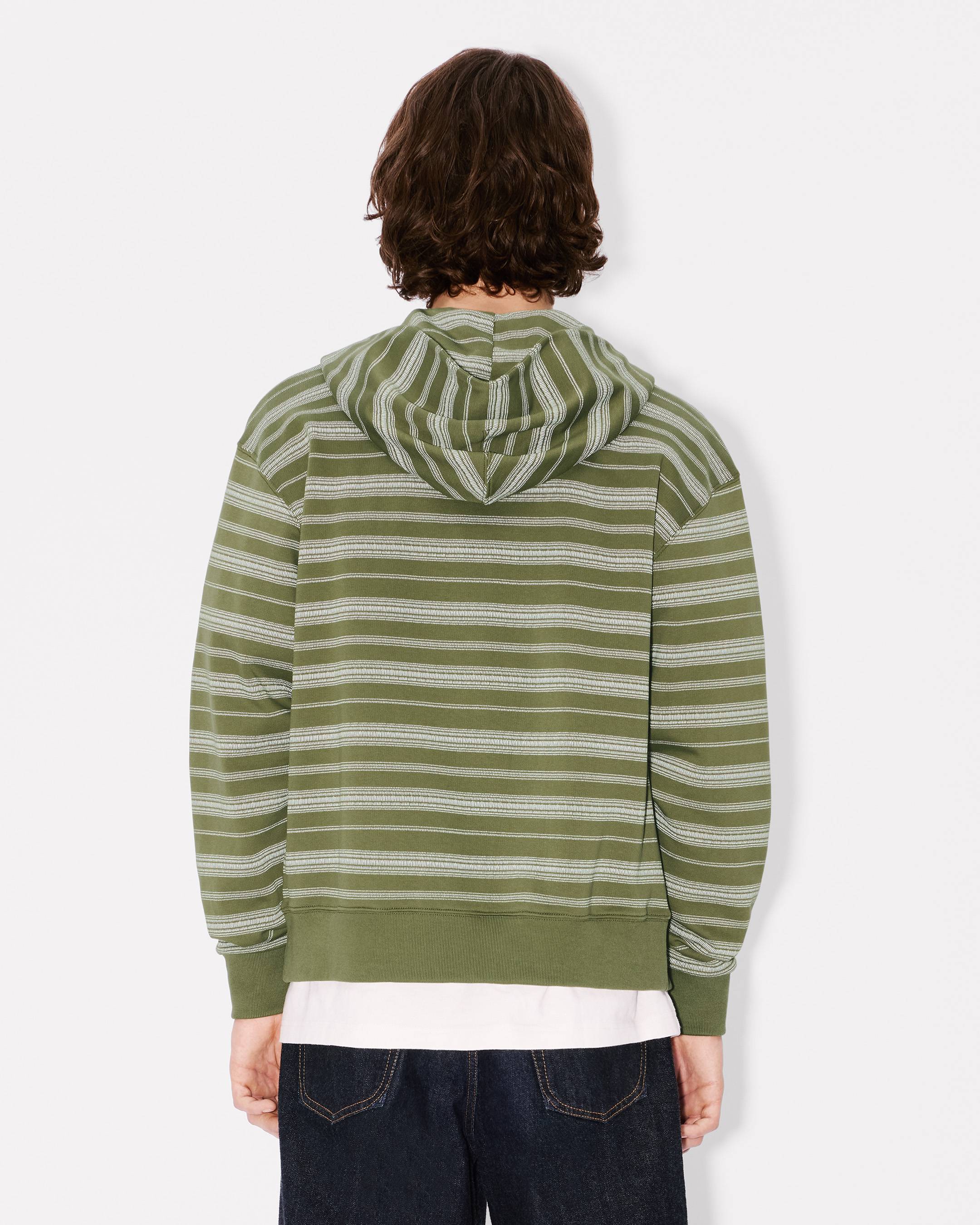 'Boke Flower' striped embroidered full-zip hoodie in coton