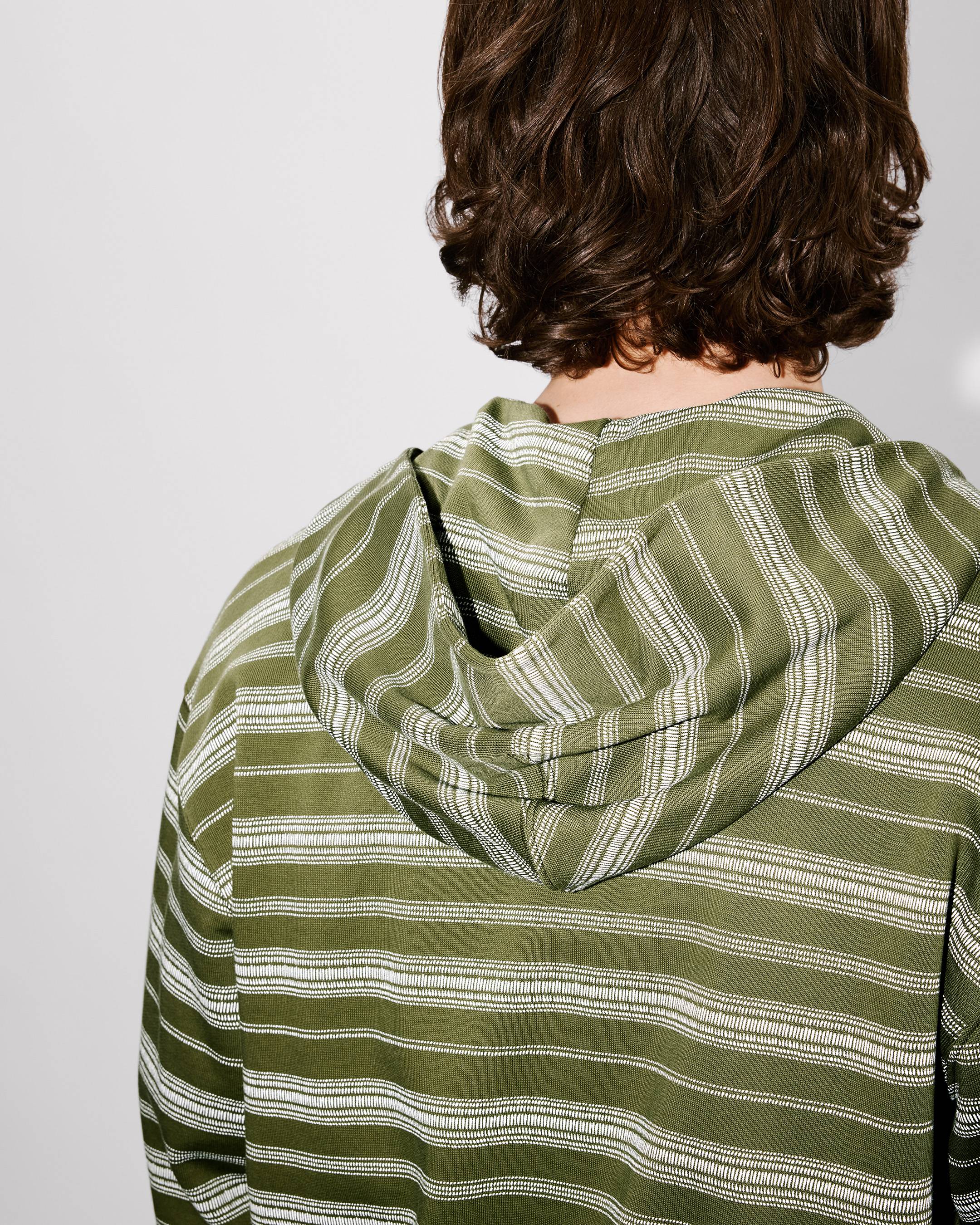 'Boke Flower' striped embroidered full-zip hoodie in coton