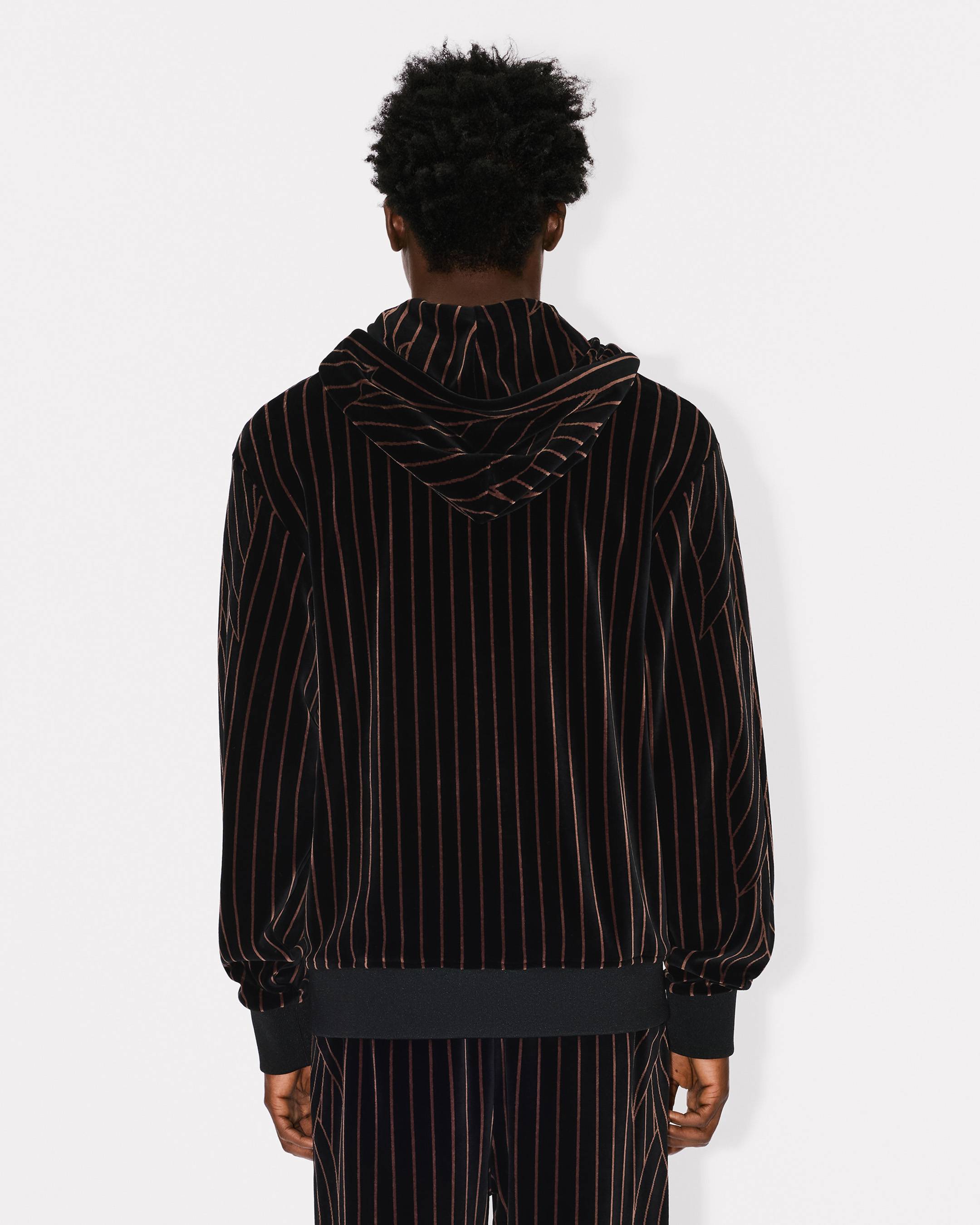 'KENZO Leaf Stripe' zipped hoodie in velvet