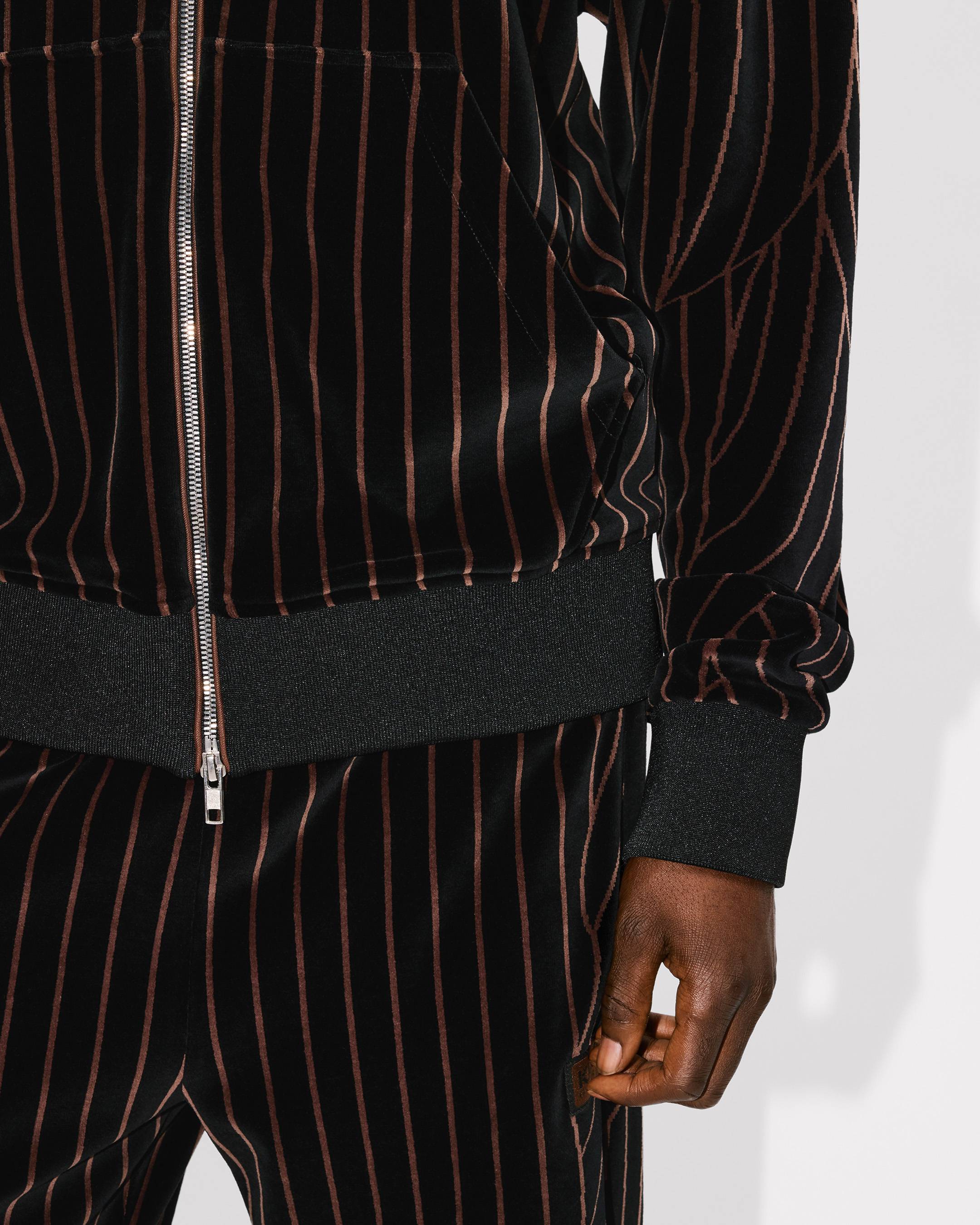 'KENZO Leaf Stripe' zipped hoodie in velvet