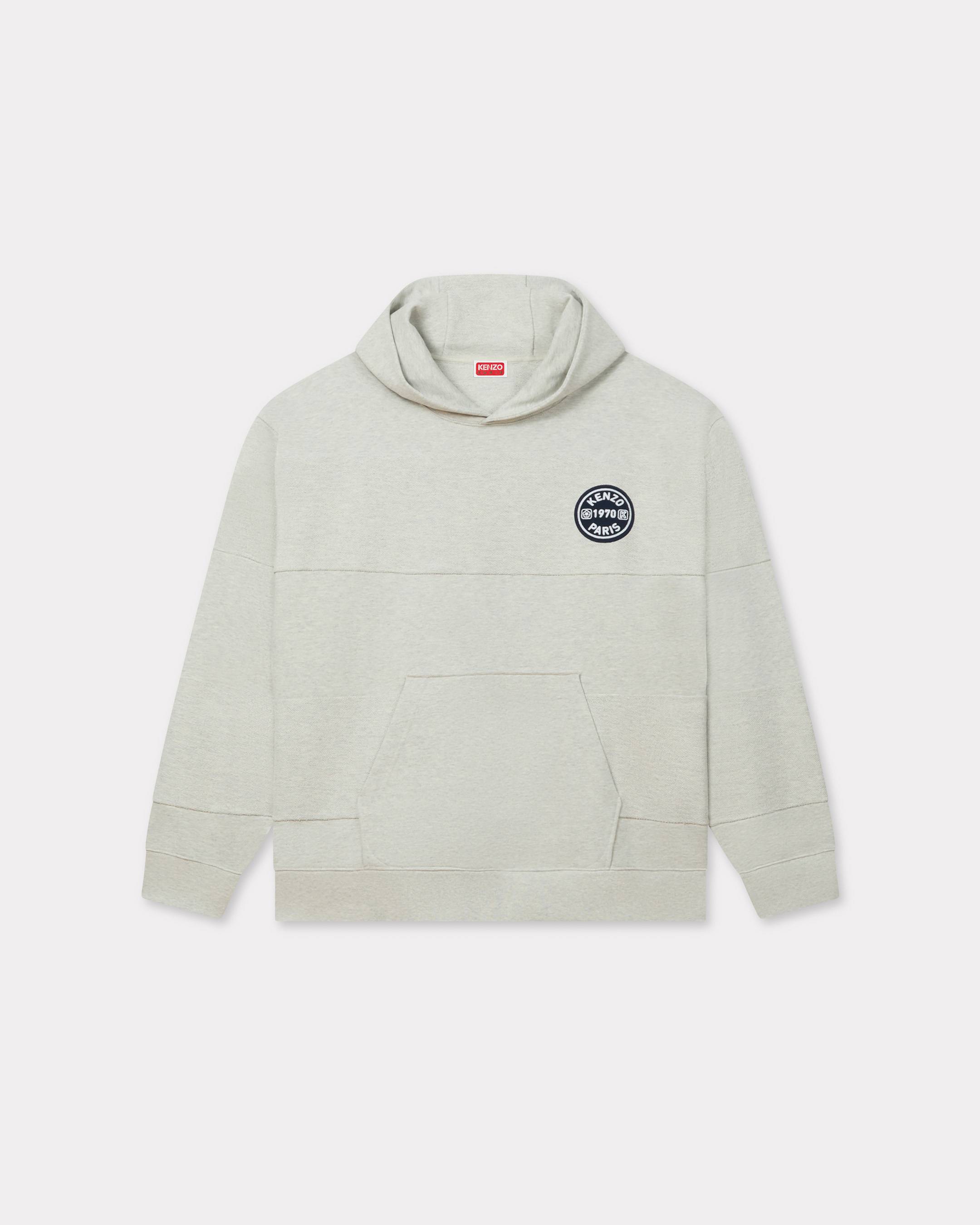 KENZO 'Kenzo City' Embroidered Oversized Hoodie In Cotton Pale Grey- Mens - Size S