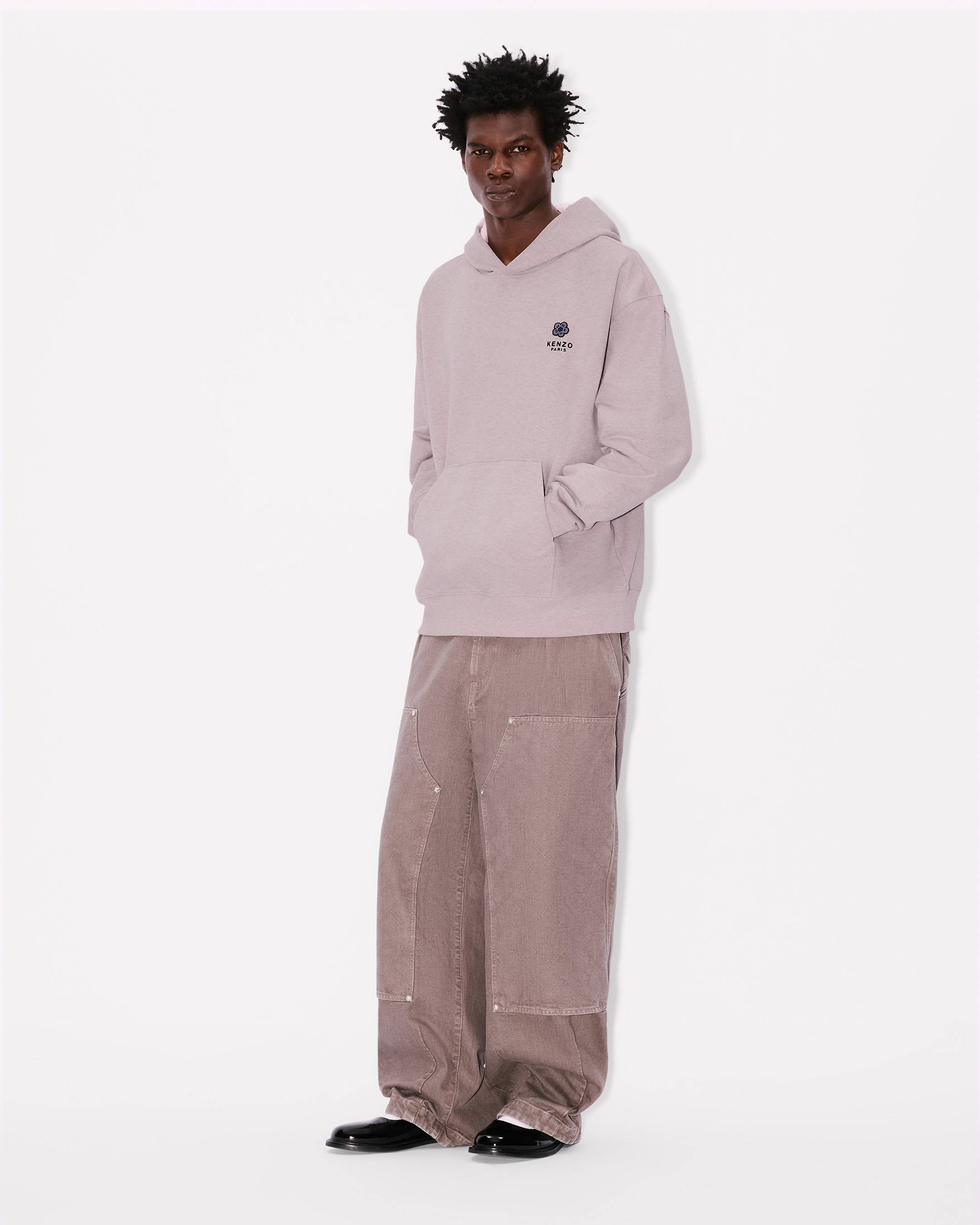 Mit „Boke Flower“ bestickter Overzize-Hoodie aus Baumwolle