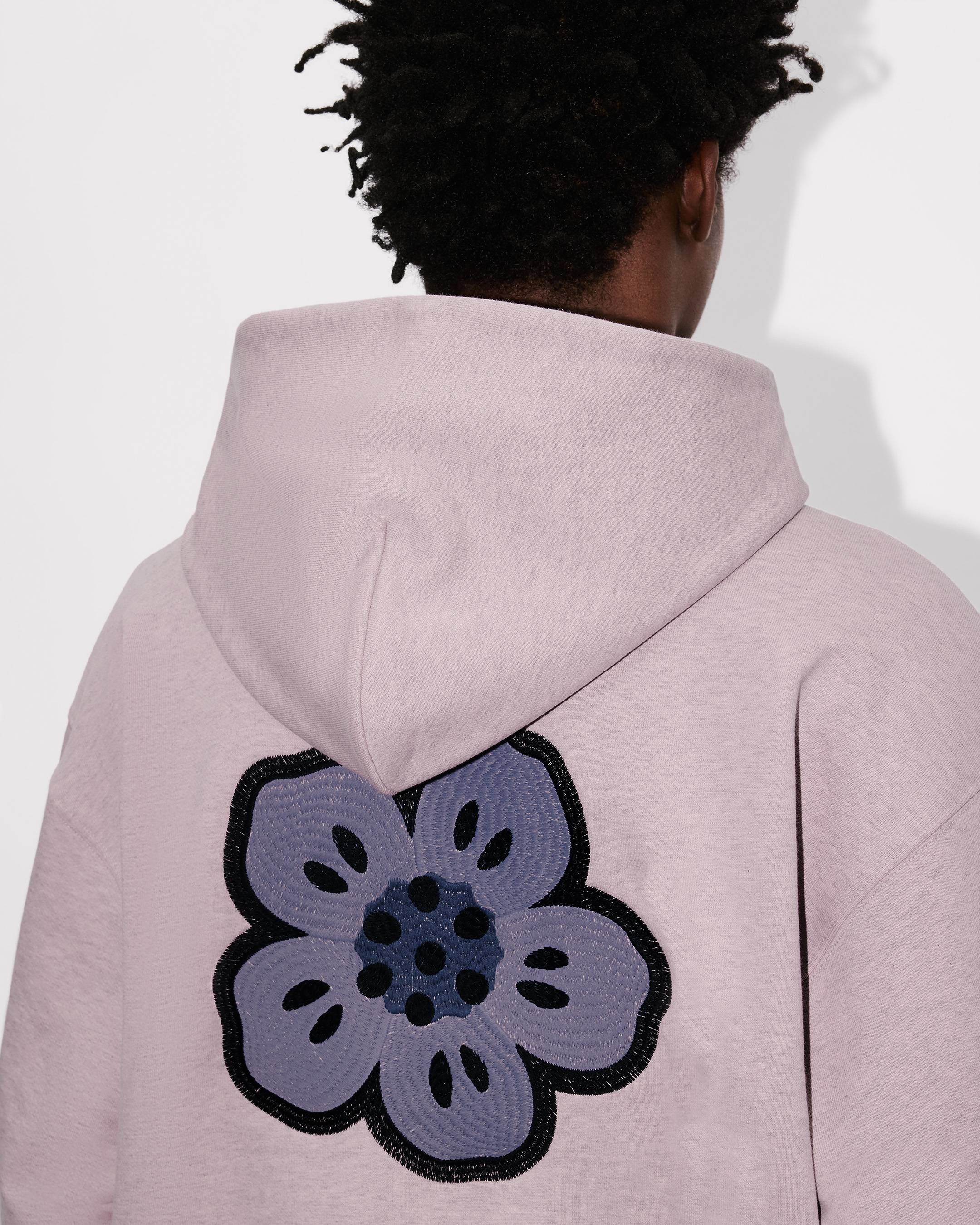 Mit „Boke Flower“ bestickter Overzize-Hoodie aus Baumwolle
