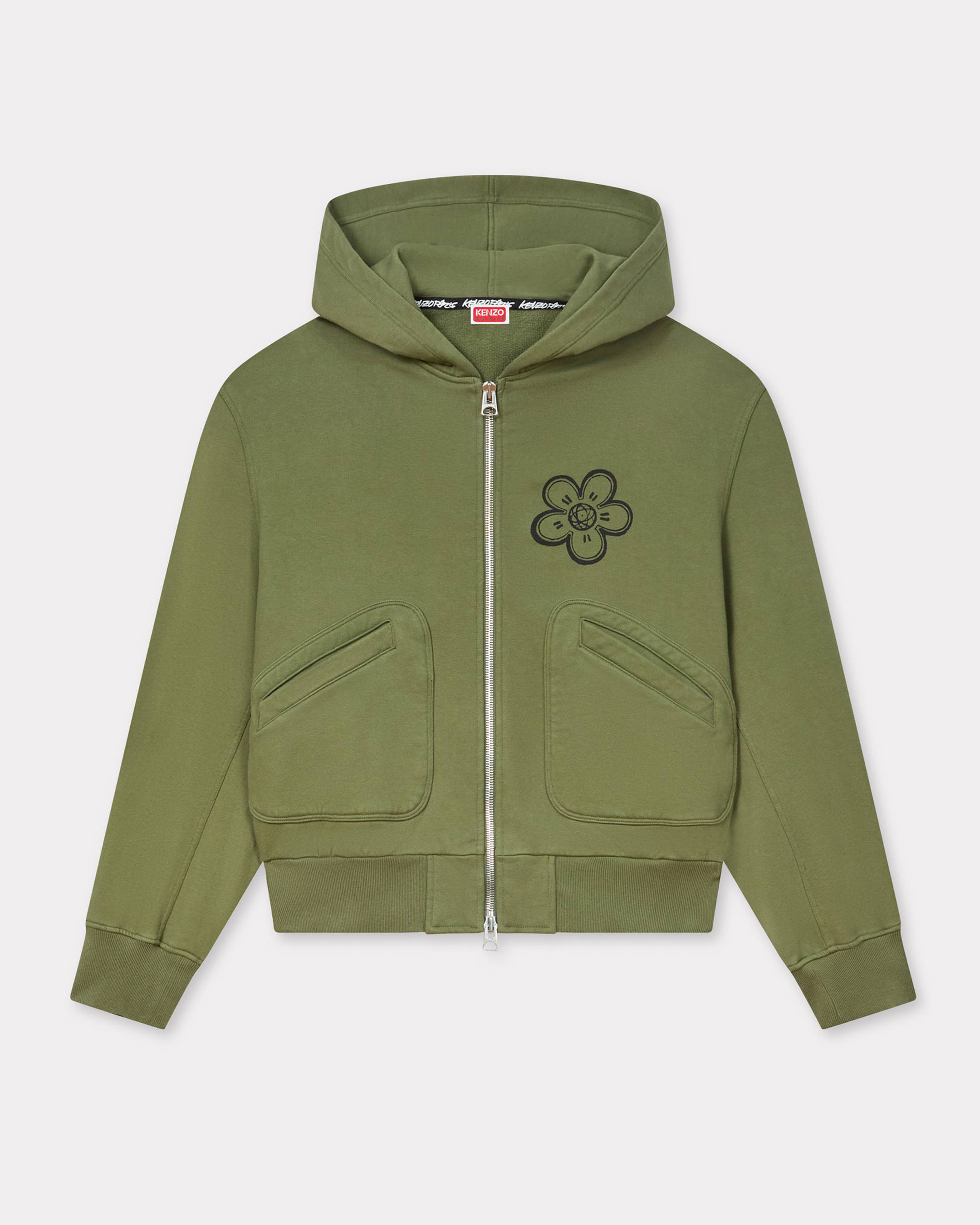 KENZO 'Kenzo x Futura 2000' Boxy Full-zip Hoodie In Cotton Khaki Green Mens - Size Xxl