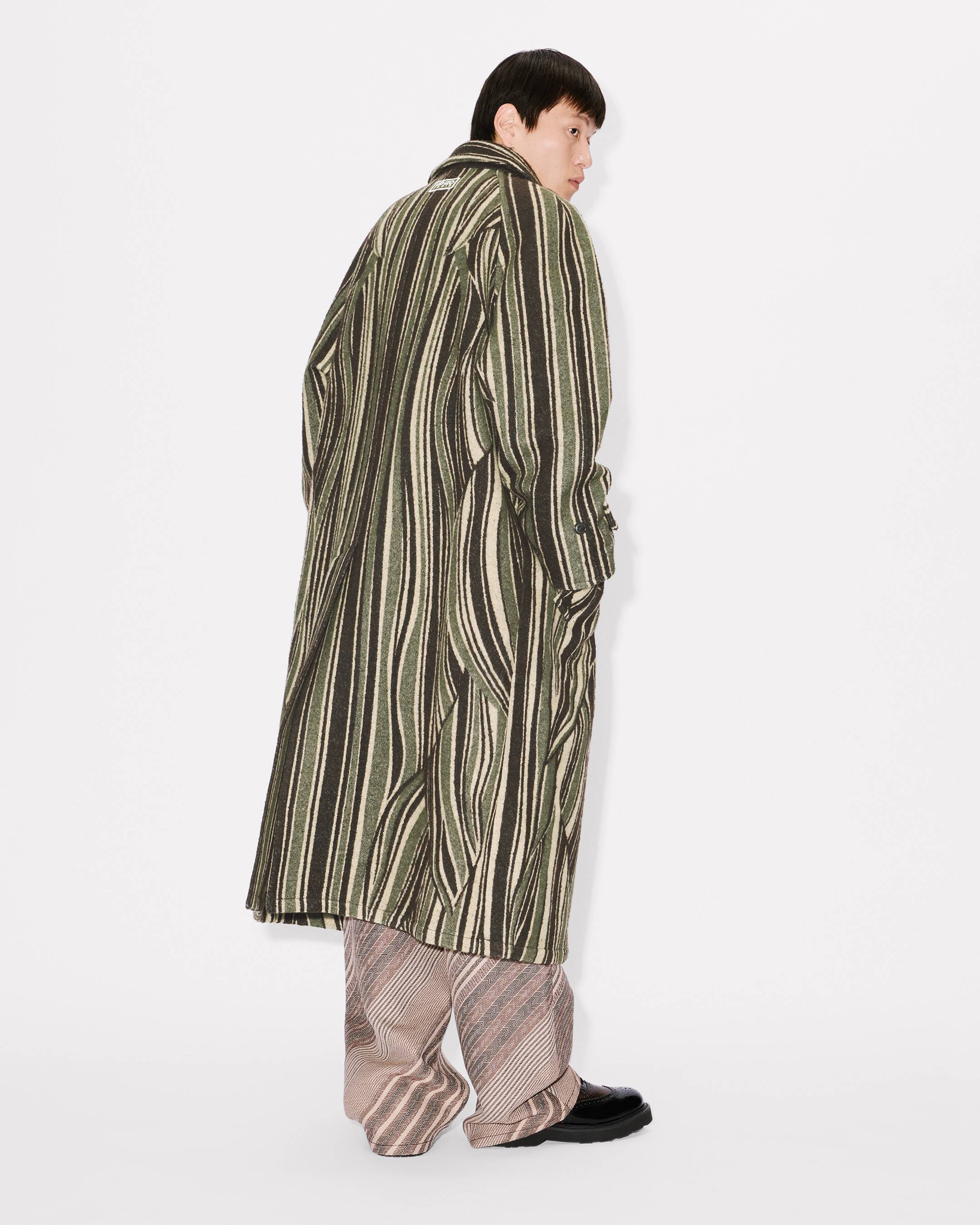 'KENZO Leaf Stripe' coat in cotton wool jacquard