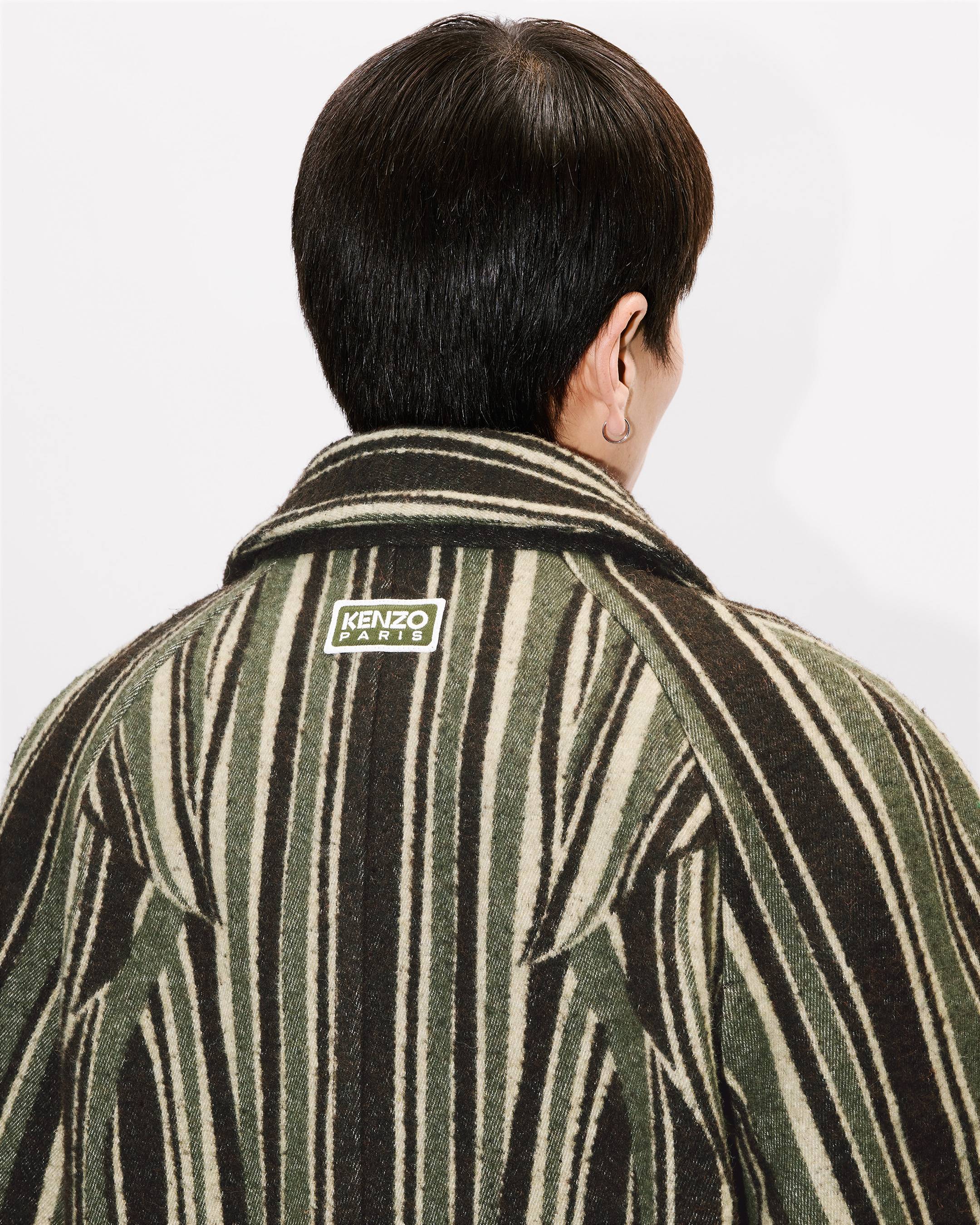 'KENZO Leaf Stripe' coat in cotton wool jacquard