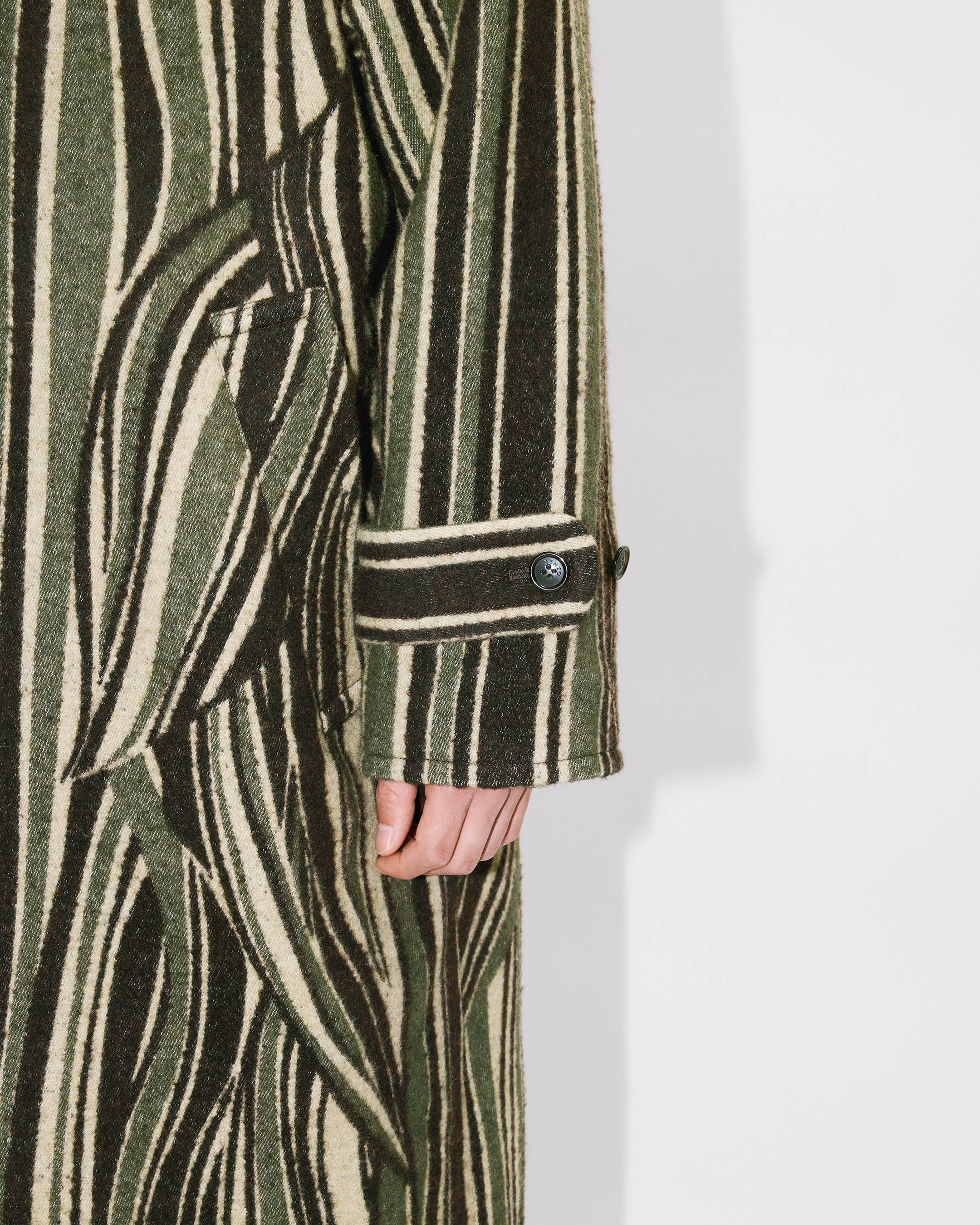 'KENZO Leaf Stripe' coat in cotton wool jacquard