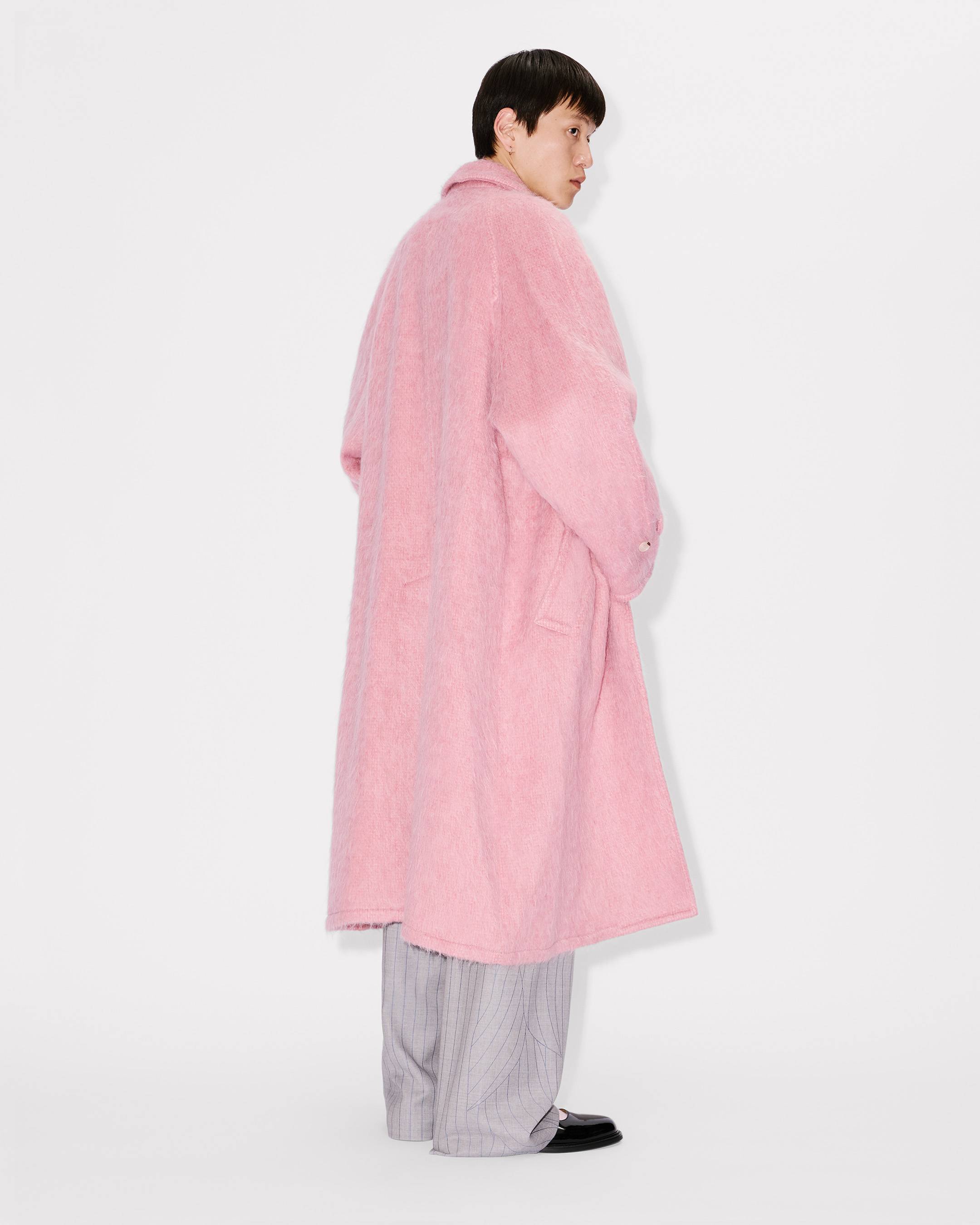 Coat in hairy wool alpaca and mohair