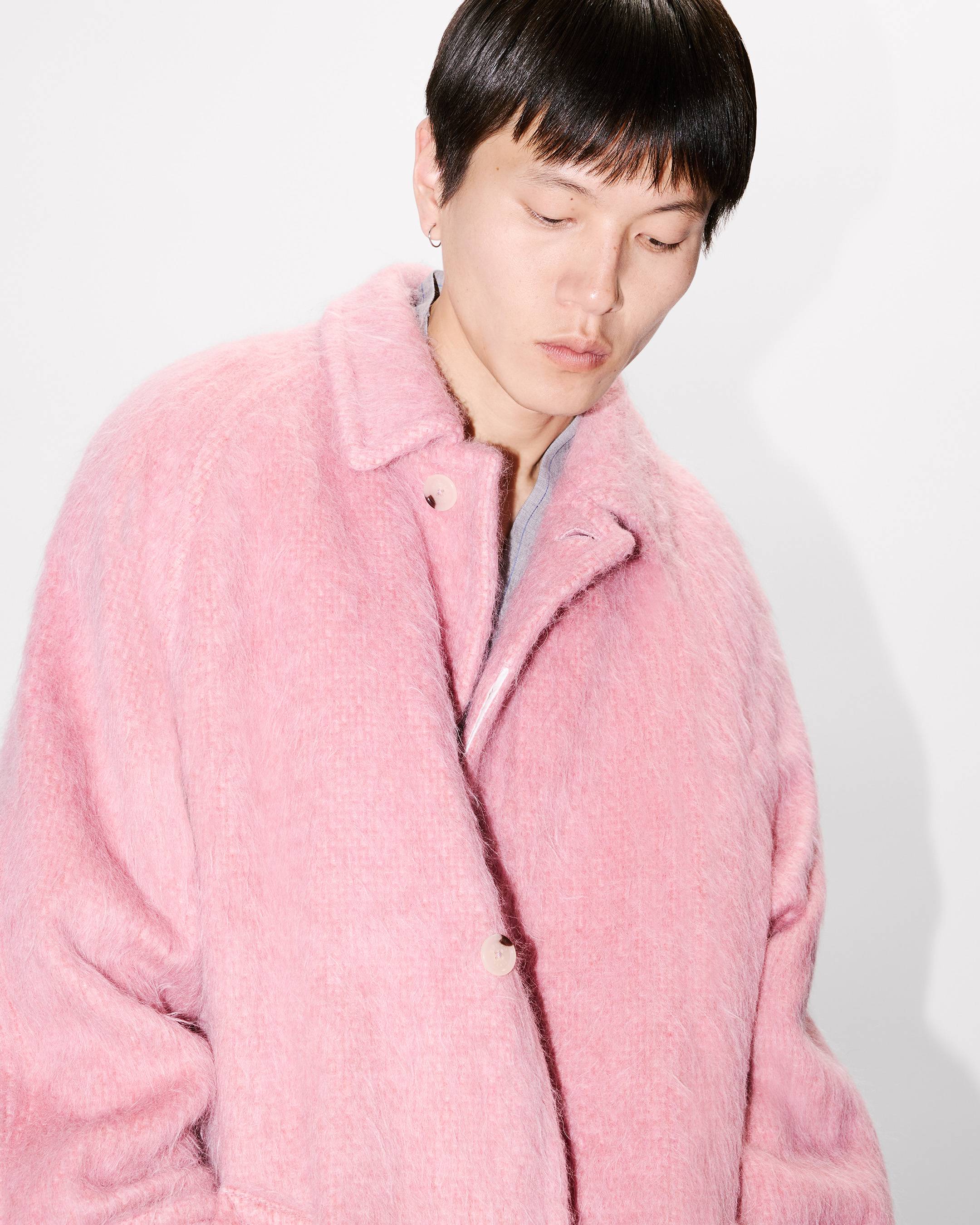 Coat hairy wool alpaca and mohair