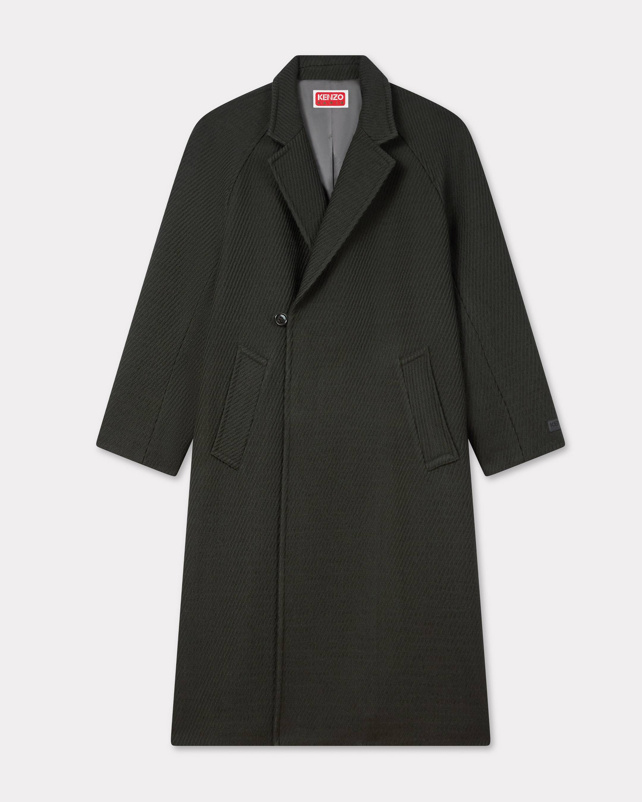 KENZO Wrap Coat In Mixed Virgin Wool, Man, Dark Khaki, Size L, Wool