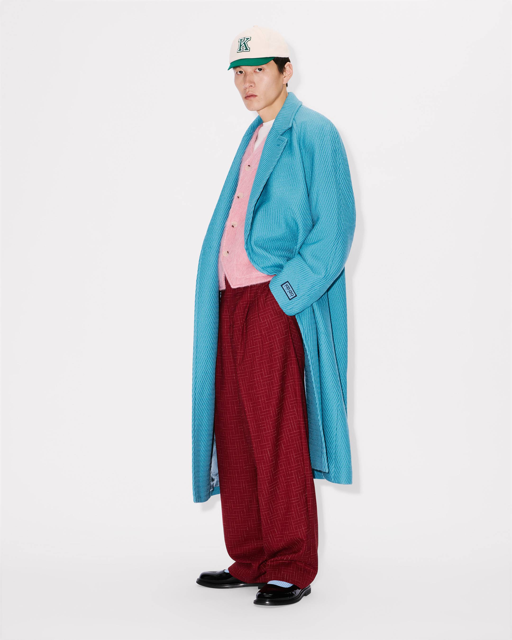 Wrap coat in mixed virgin wool