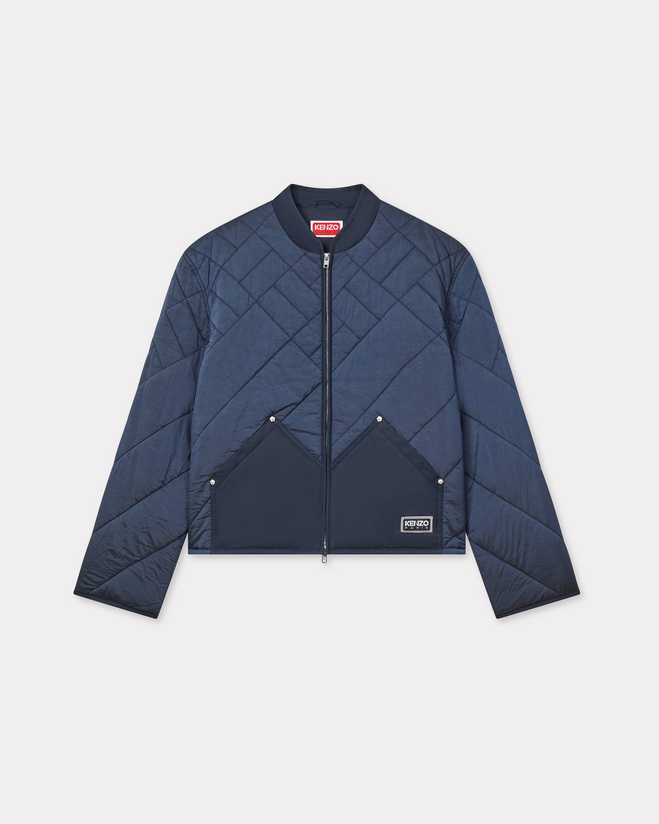 KENZO ' Weave' Quilted Jacket, Man, Blue Black, Size Xs, Nylon