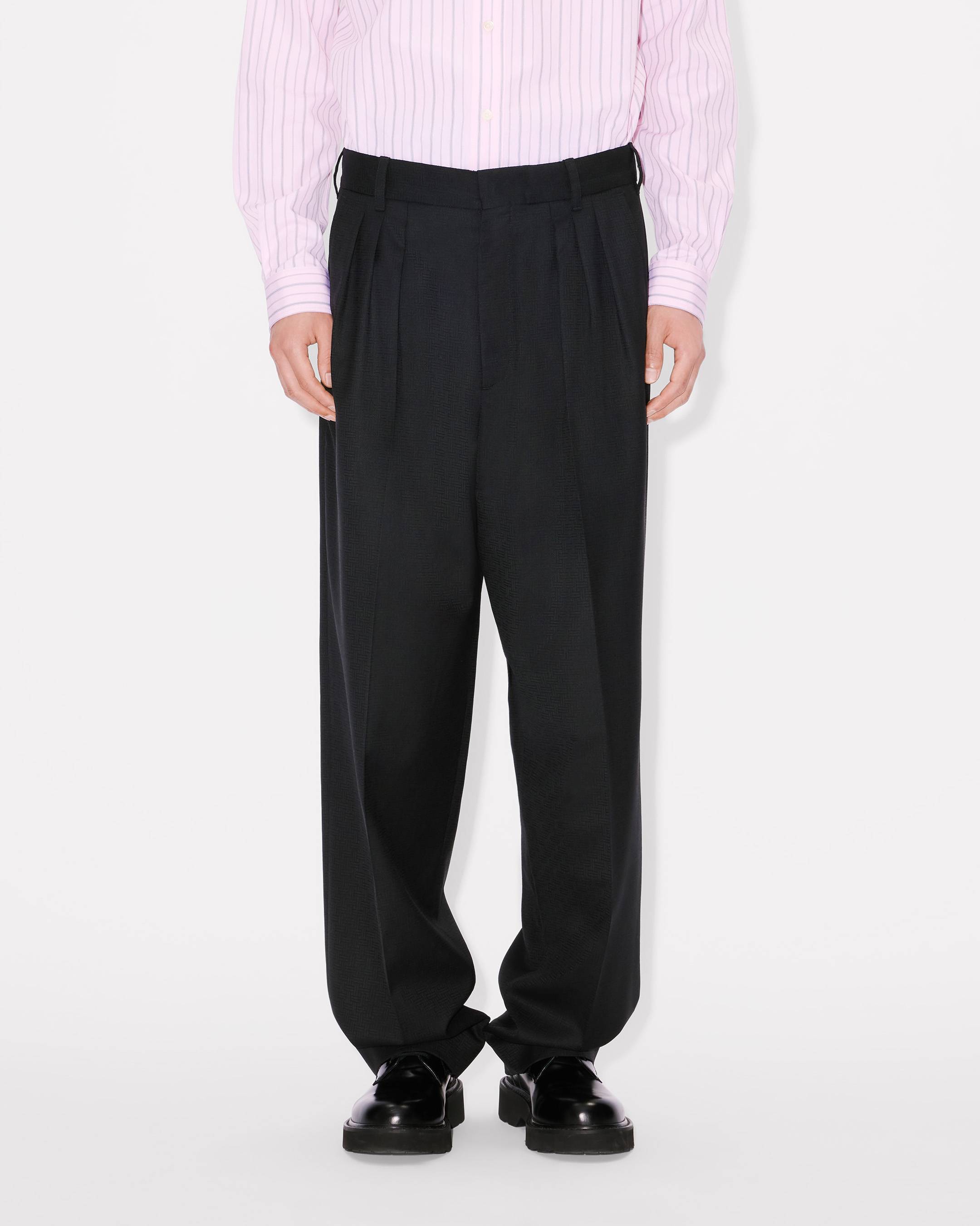 'KENZO Weave' pleated tailored pants in wool jacquard