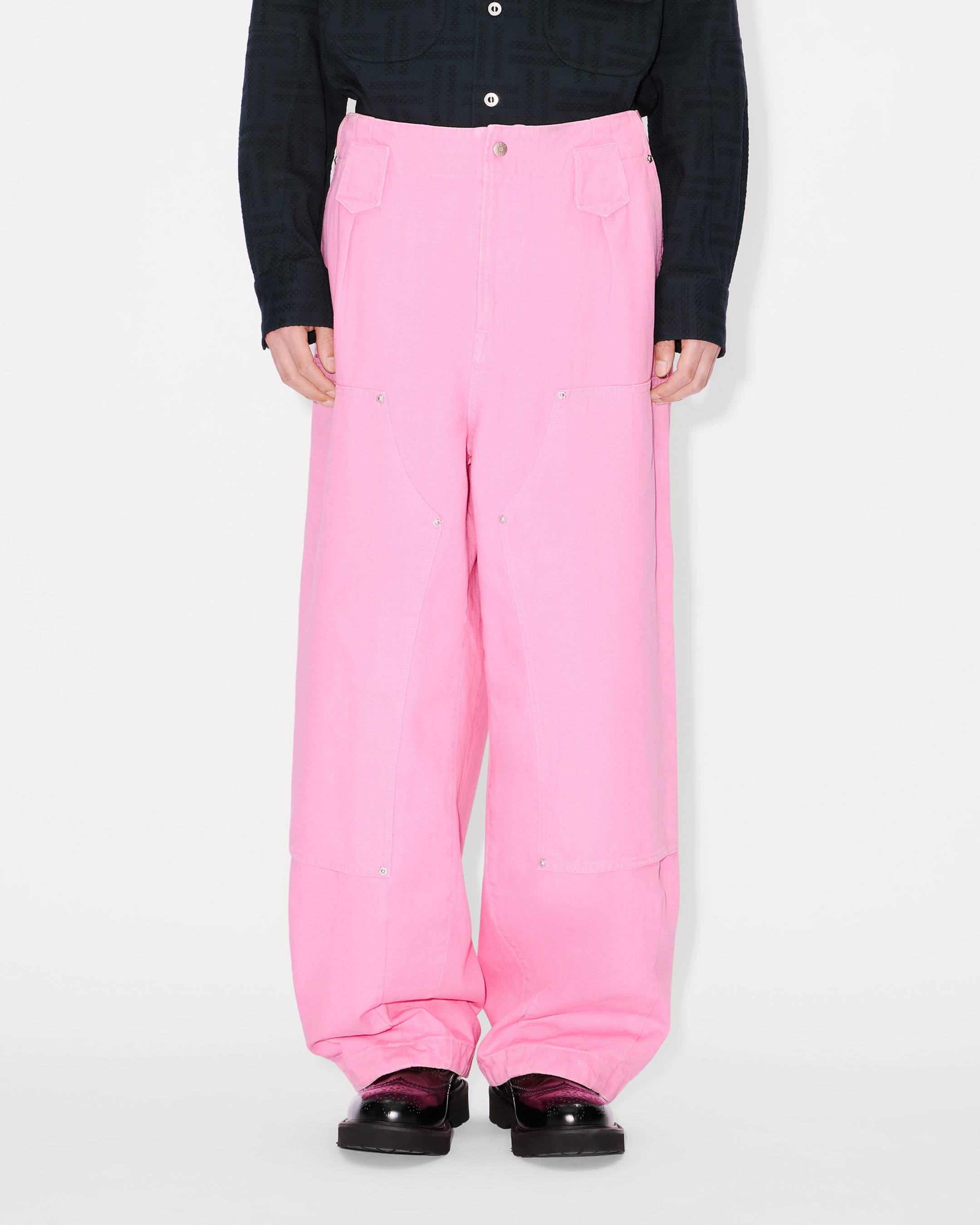 Pantalon à empiècements aux genoux 'KENZO Weave' en coton délavé
