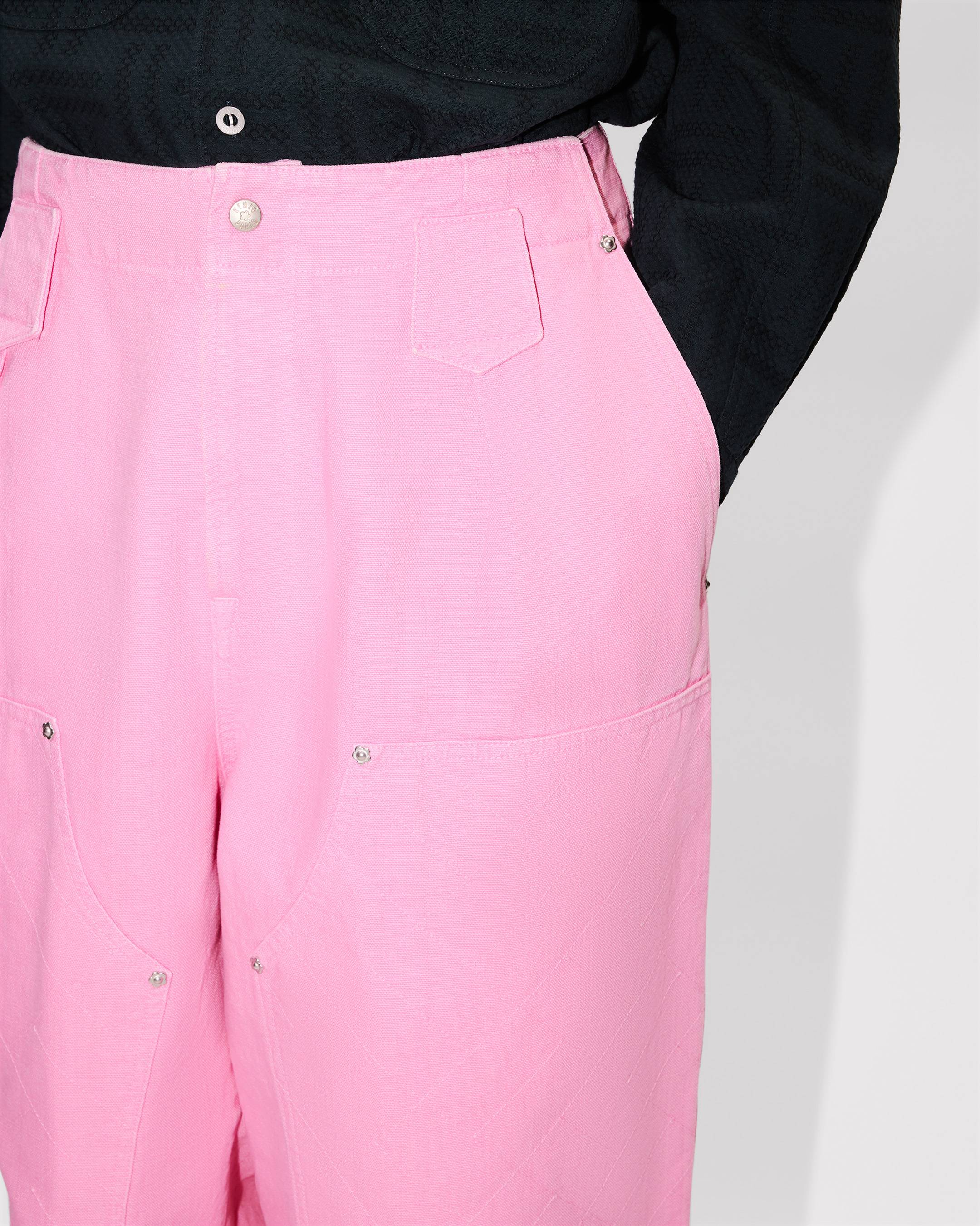 Pantalon à empiècements aux genoux 'KENZO Weave' en coton délavé