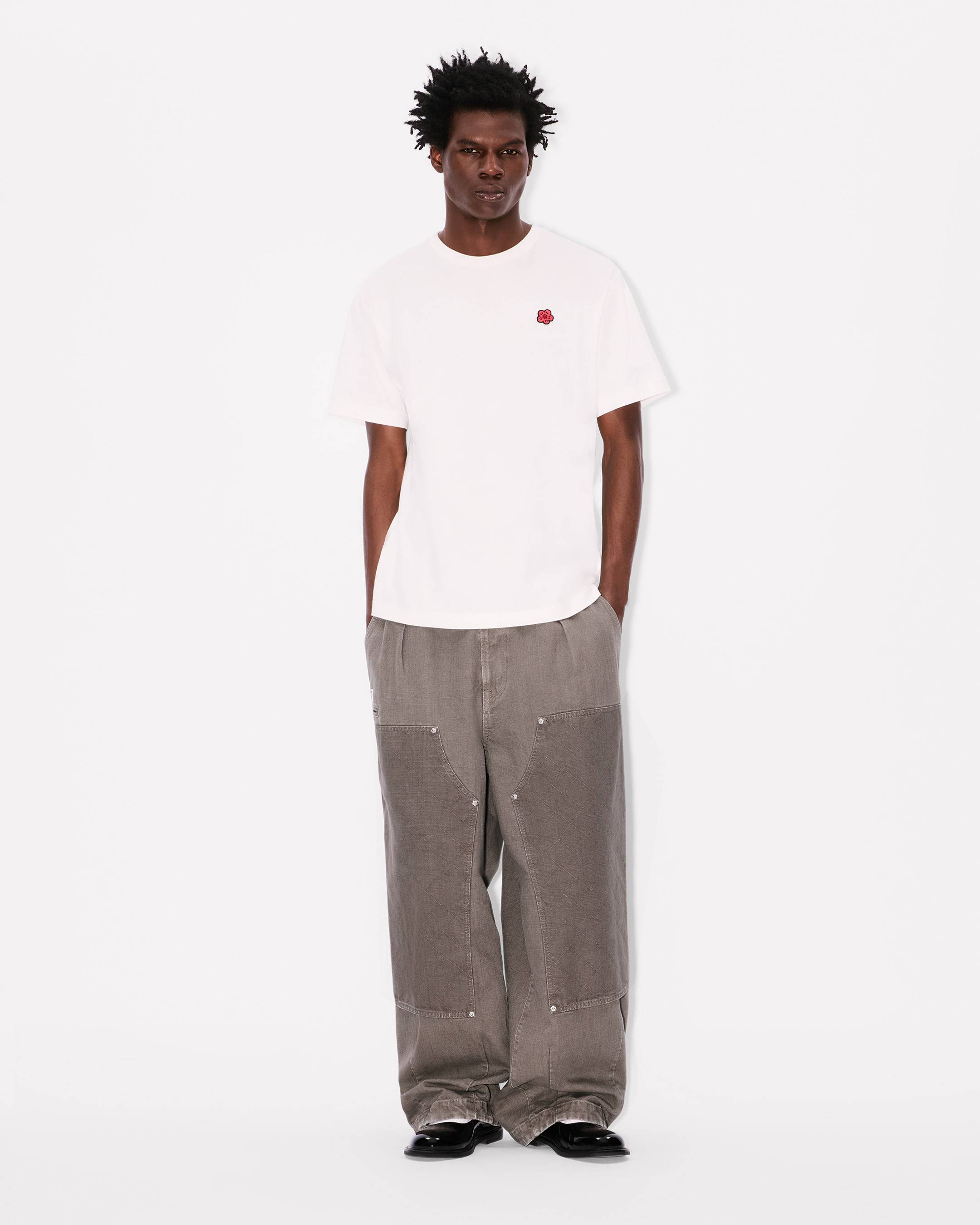 'KENZO Weave' double knee pants in washed cotton