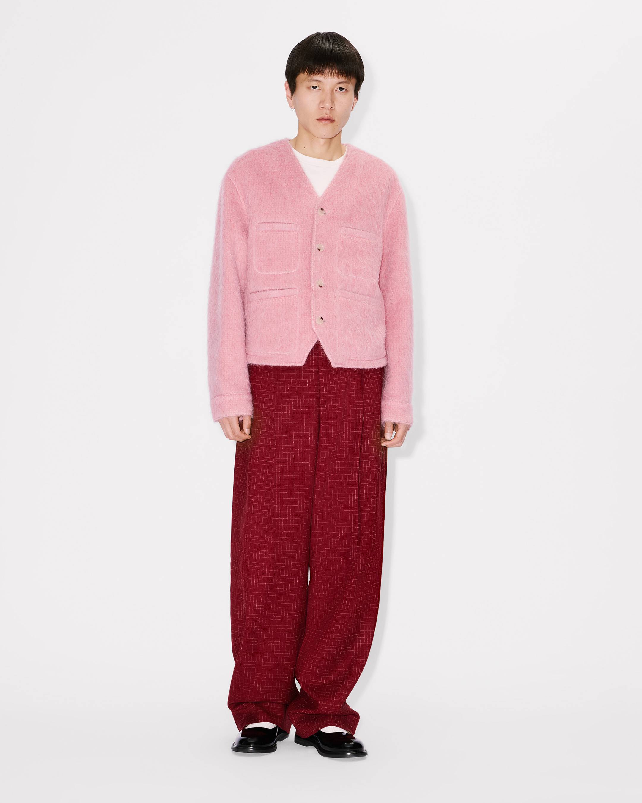 'KENZO Weave' straight tailored pants in virgin wool jacquard