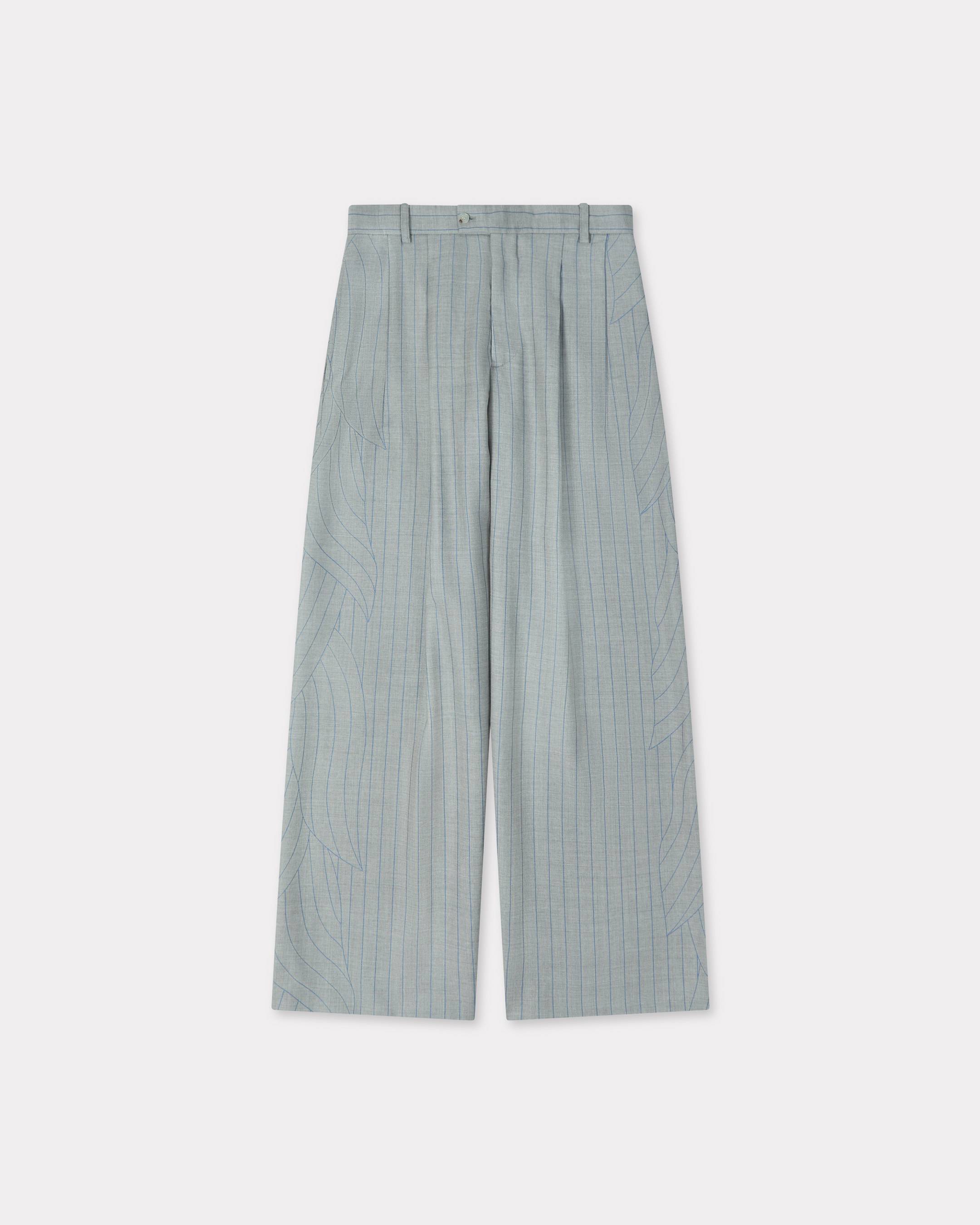 KENZO ' Leaf Stripe' Straight Tailored Pants Jacquard, Man, Pale Gray, Size 44,
