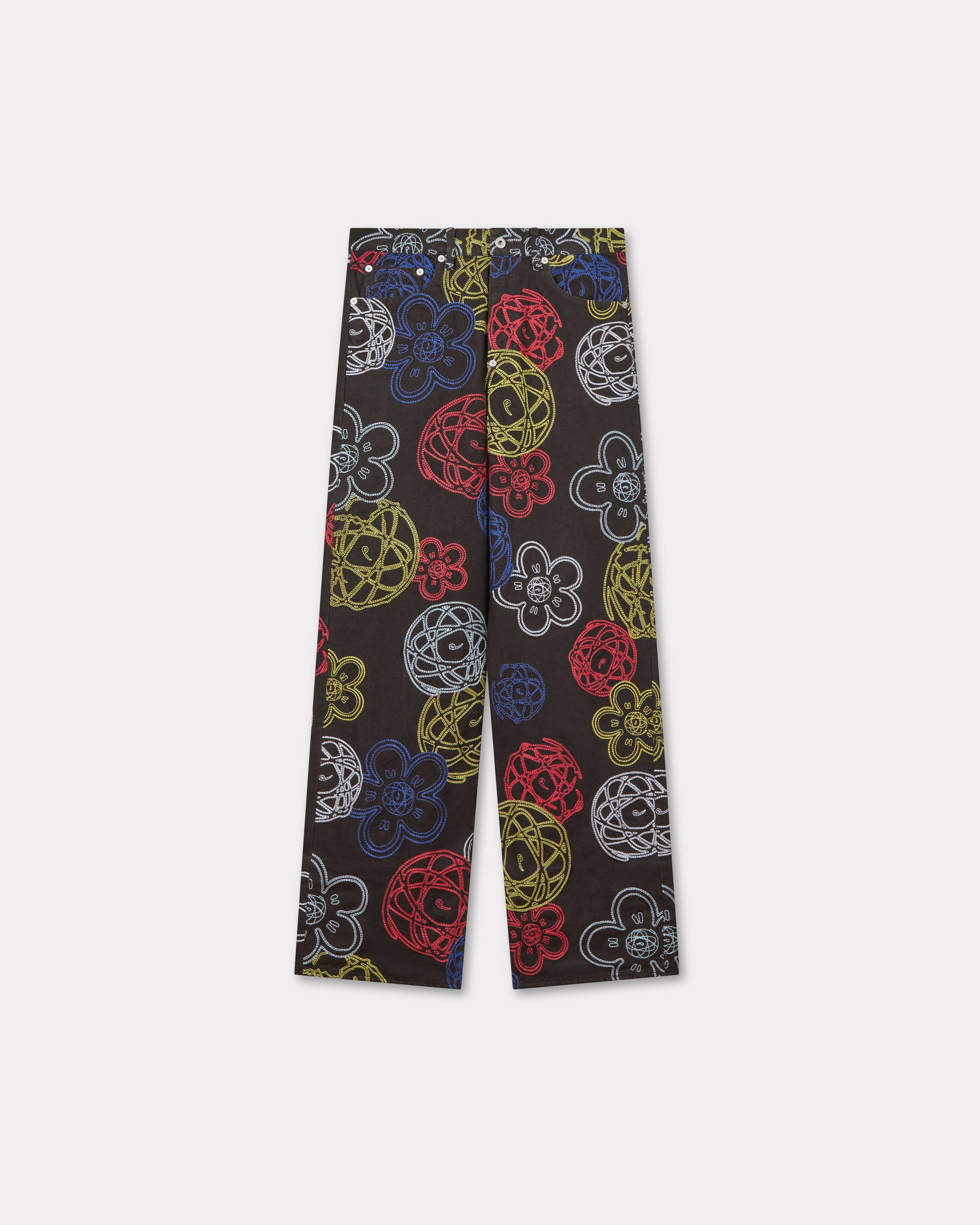 KENZO 'Kenzo x Futura 2000' Embroidered Wide Fit Pants Chocolate Mens - Size 30