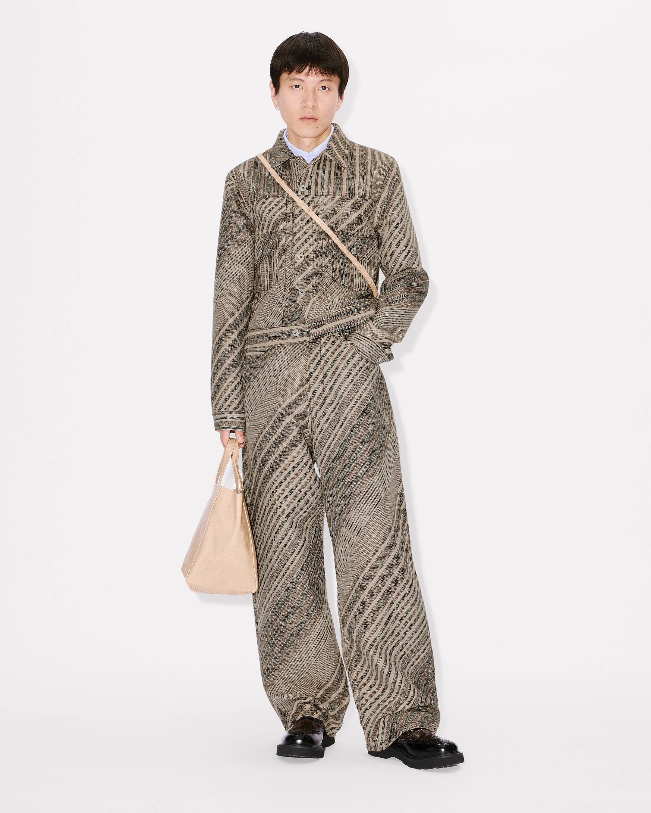'KENZO Diagonal Stripe' turn up wide fit pants