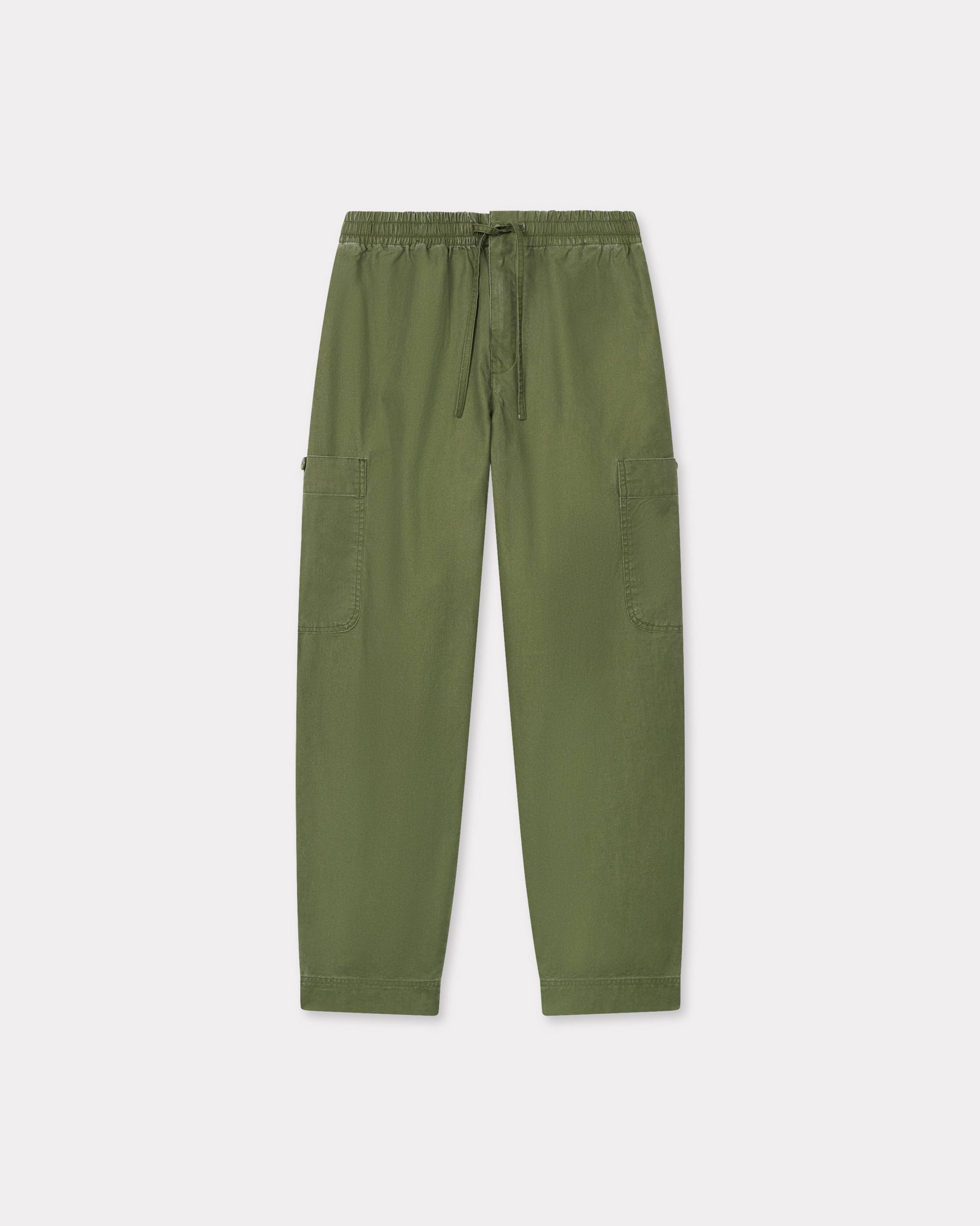 KENZO Pantalon De Jogging Cargo Brodé 'KENZO Elephant Logo' En Coton Enduit, Homme, Kaki Fonce, XS