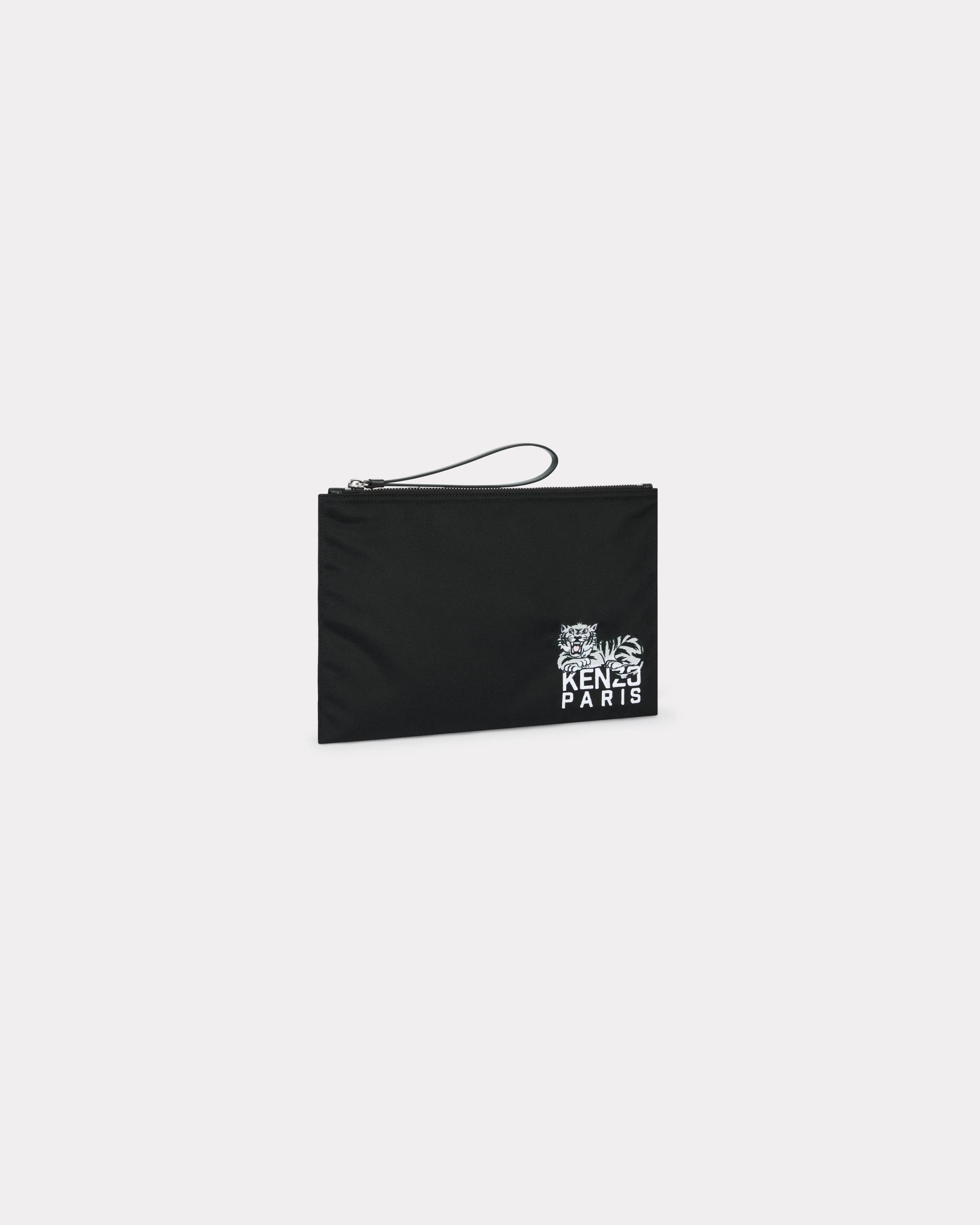 KENZO ' Happy Tiger' Large Clutch, Man, Black, Size One, Polyester