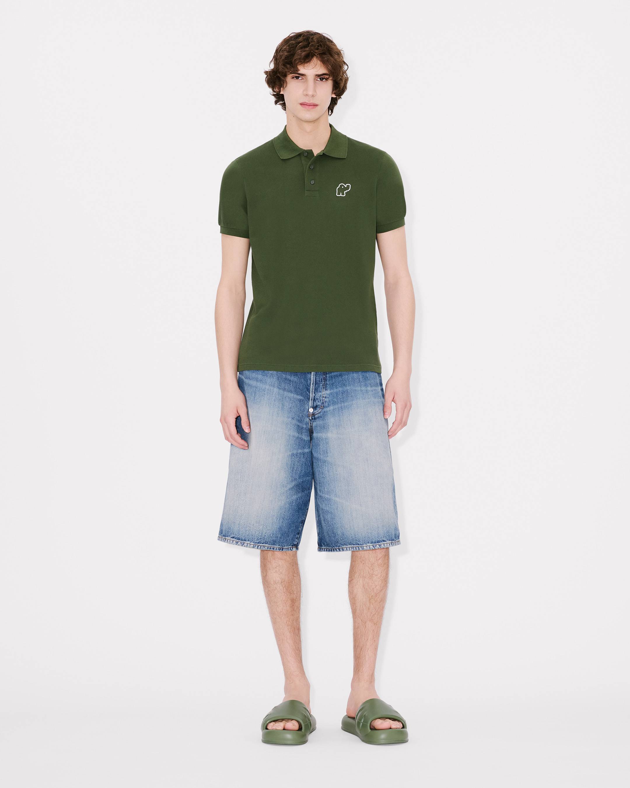 KENZO Elephant Logo' embroidered slim polo in cotton | Men's