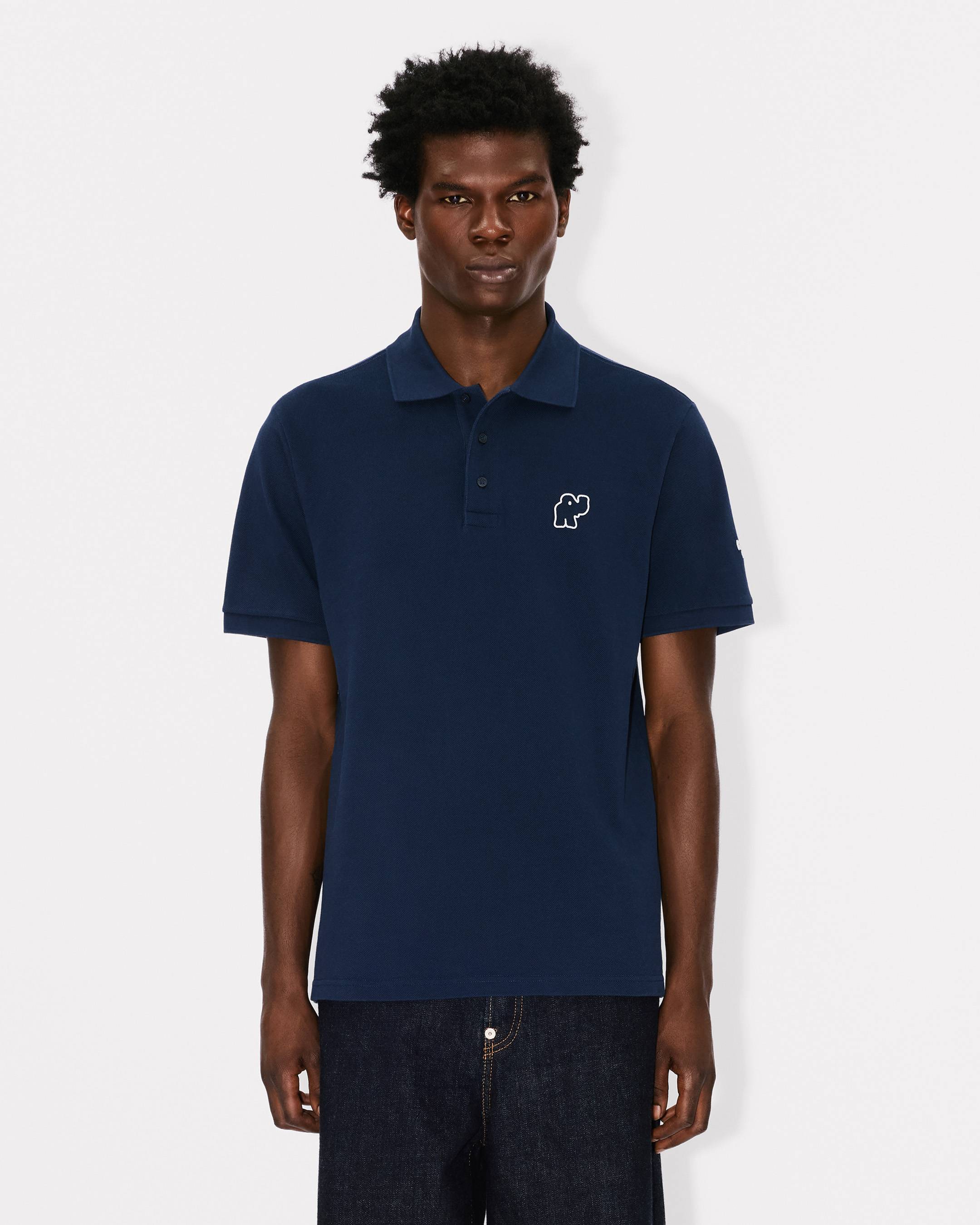 'KENZO Elephant Logo' embroidered slim polo in cotton