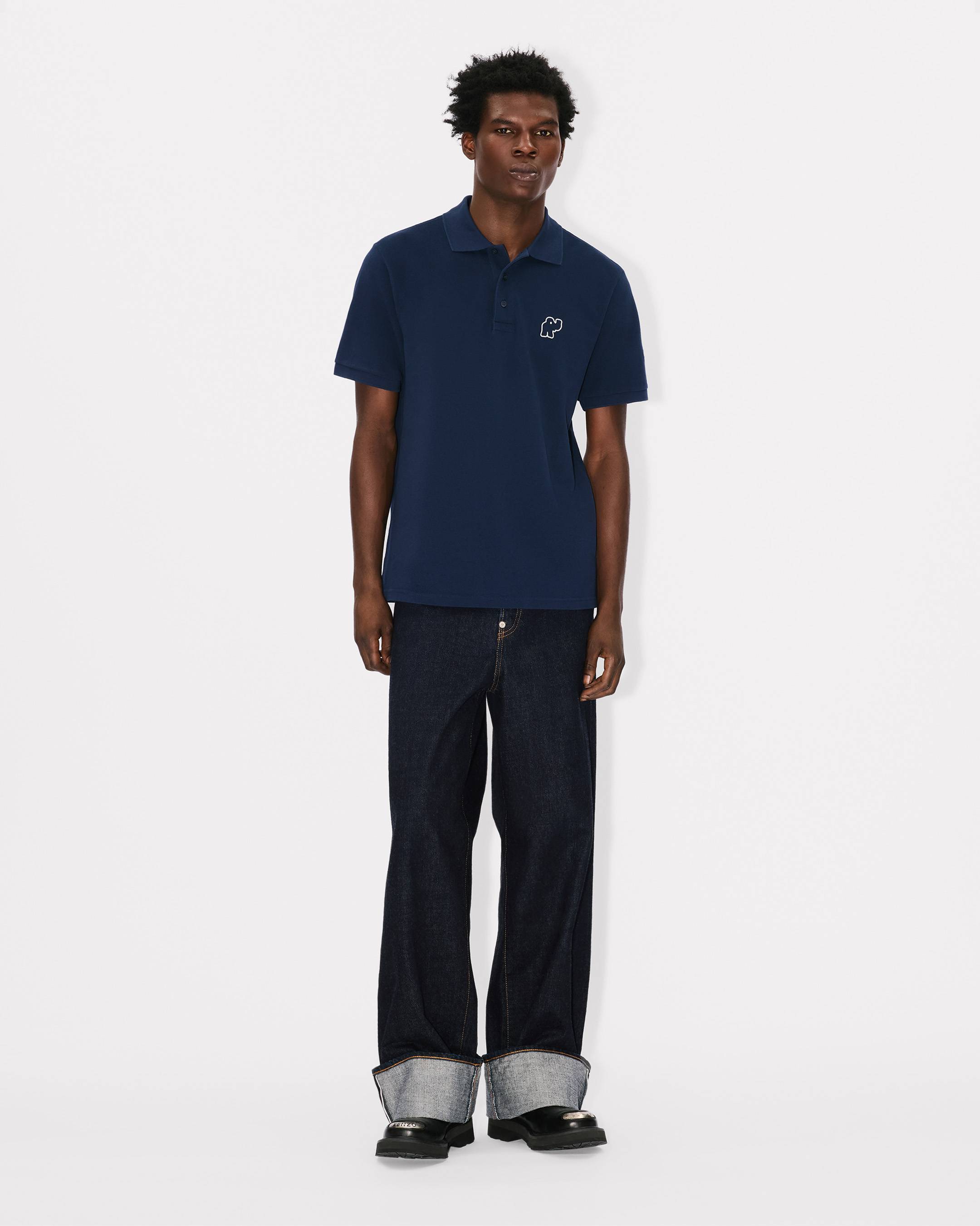 'KENZO Elephant Logo' embroidered slim polo in cotton
