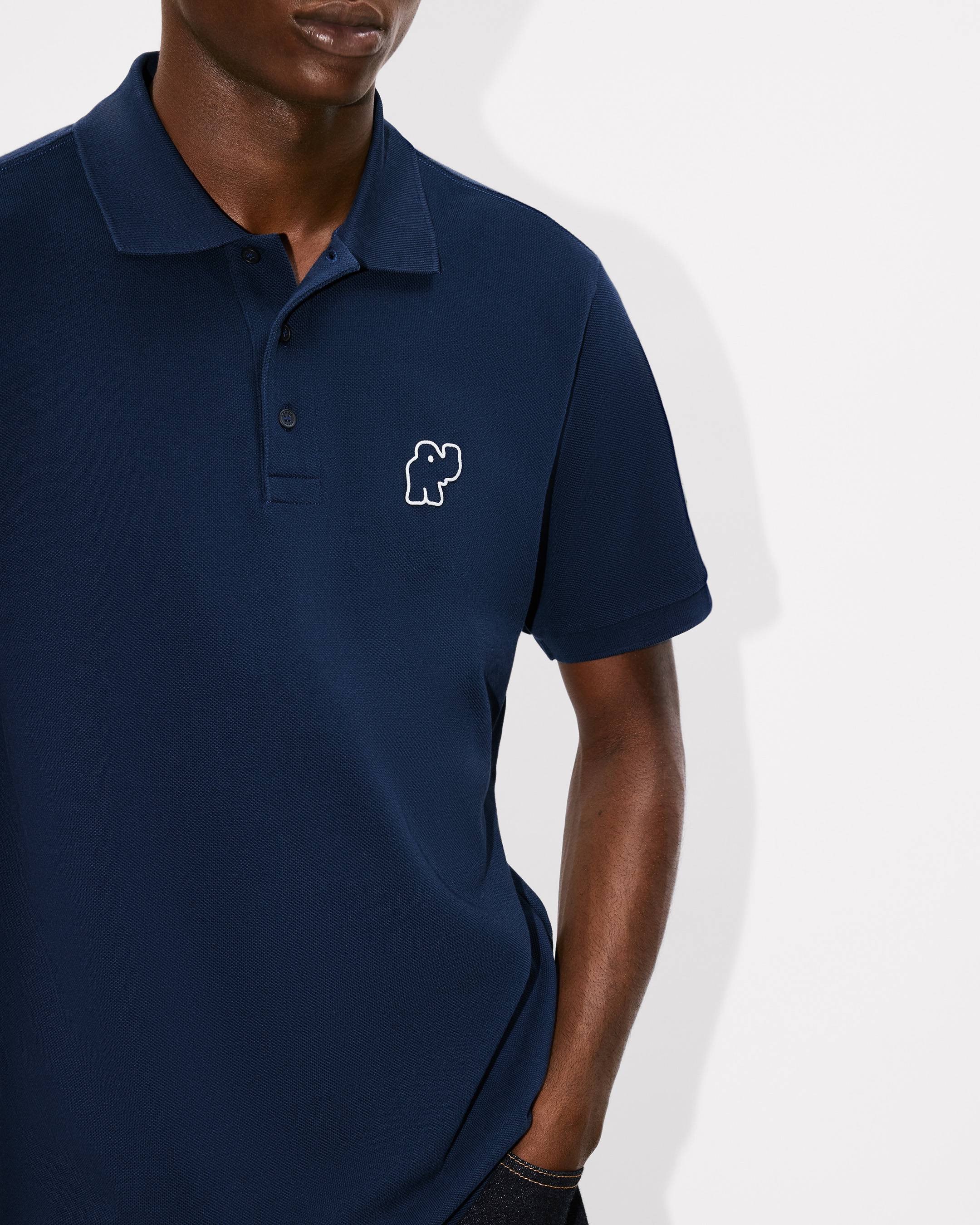 'KENZO Elephant Logo' embroidered slim polo in cotton