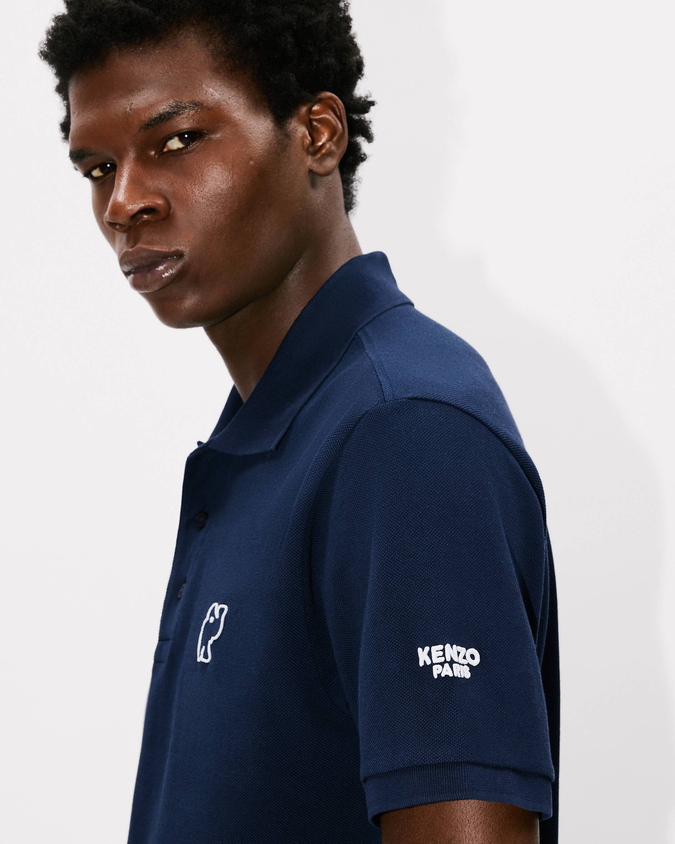 'KENZO Elephant Logo' embroidered slim polo in cotton