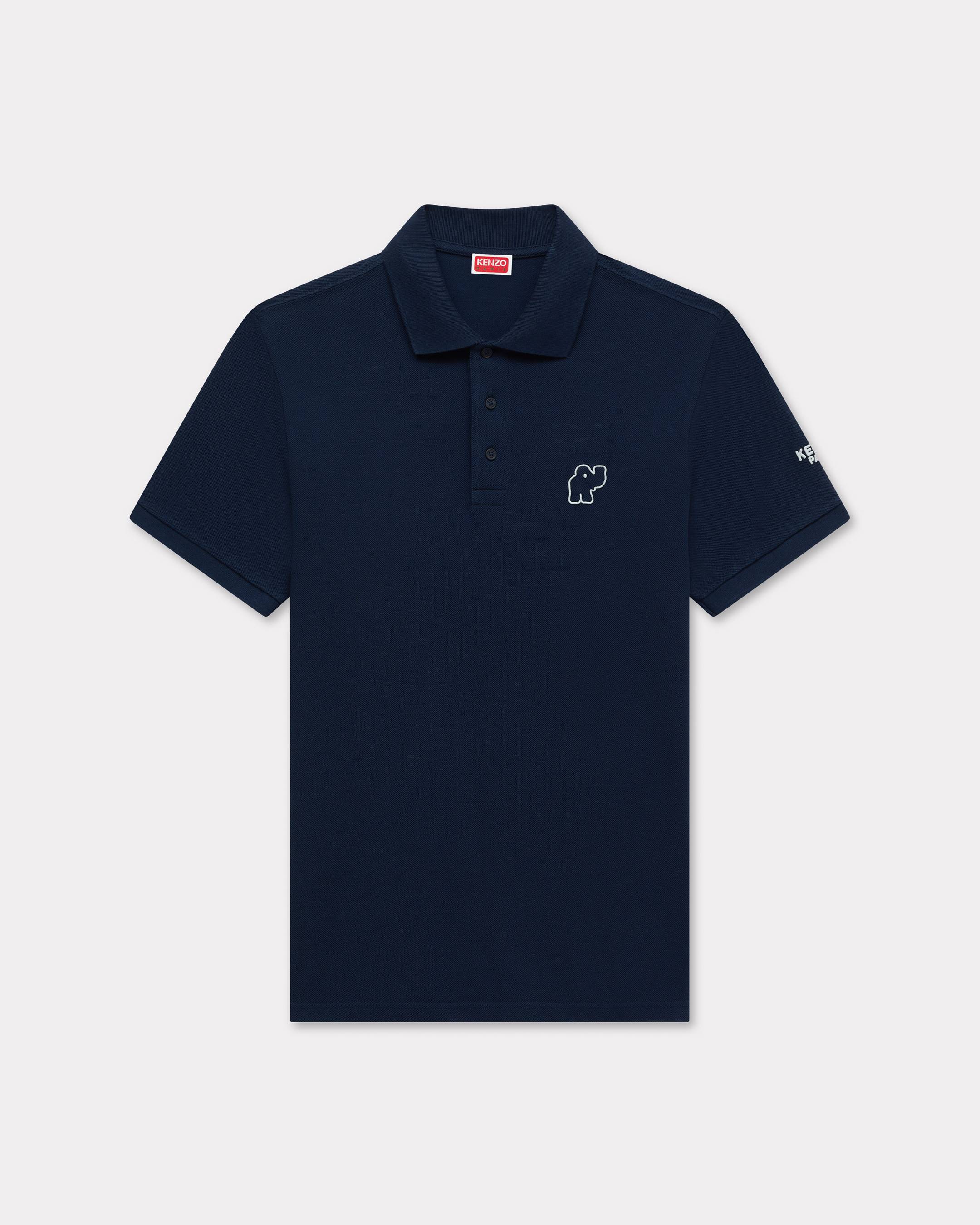 KENZO ' Elephant Logo' Embroidered Slim Polo , Man, Dark Blue, Size Xs, Cotton