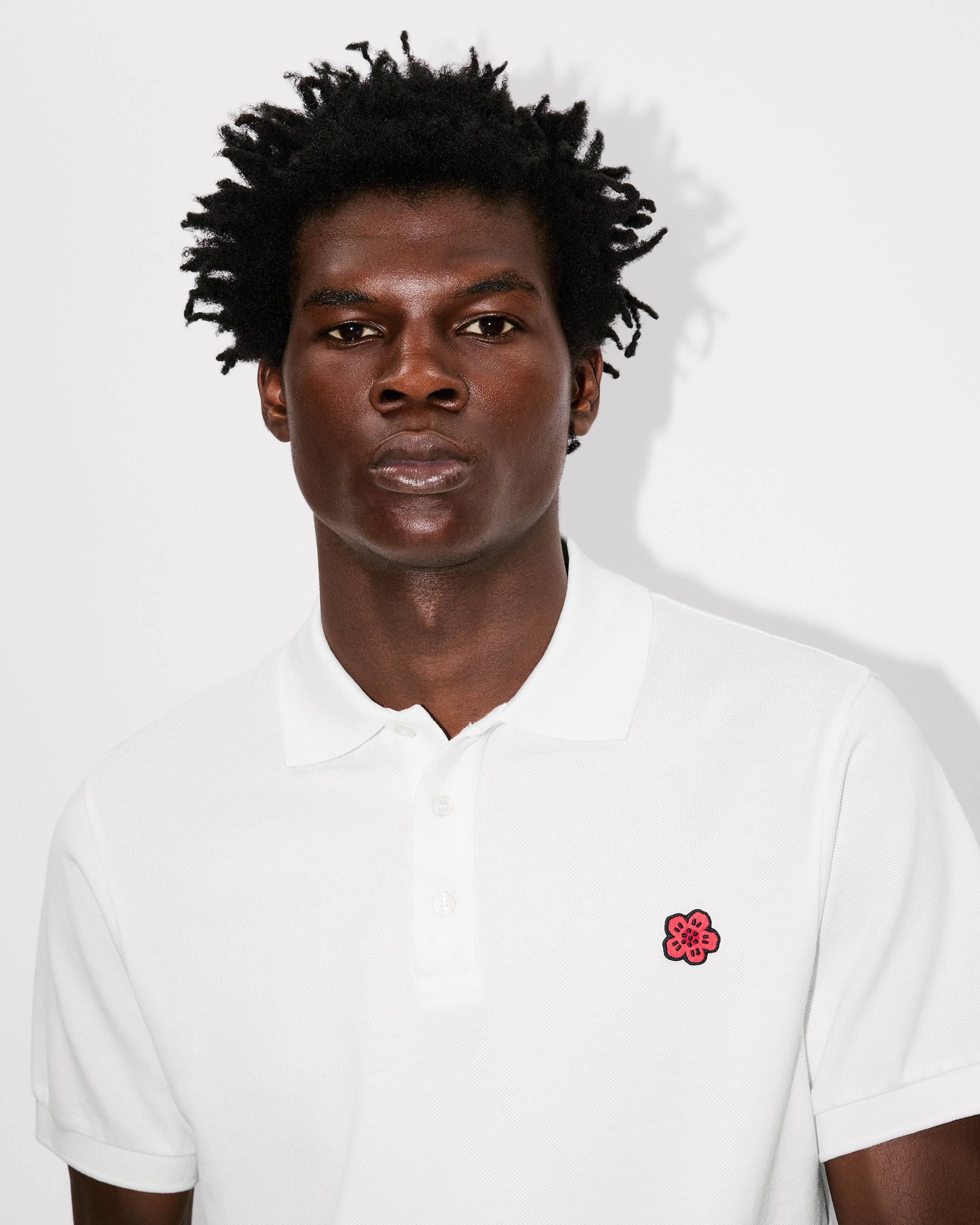 Schmales Poloshirt mit „Boke Flower“-Stickerei aus Baumwolle