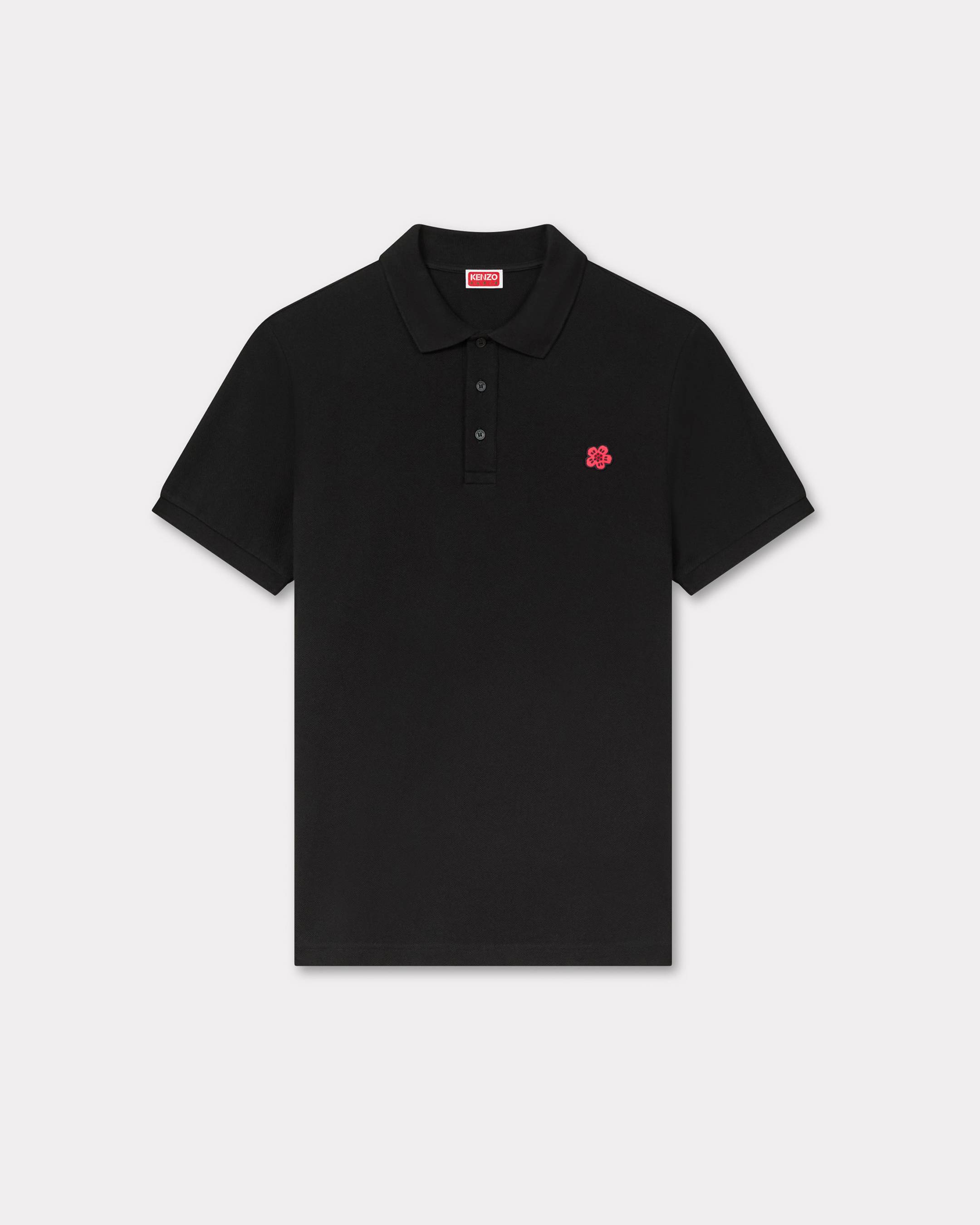 KENZO 'Boke Flower' Embroidered Slim Polo, Man, Black, Size Xxxl, Cotton