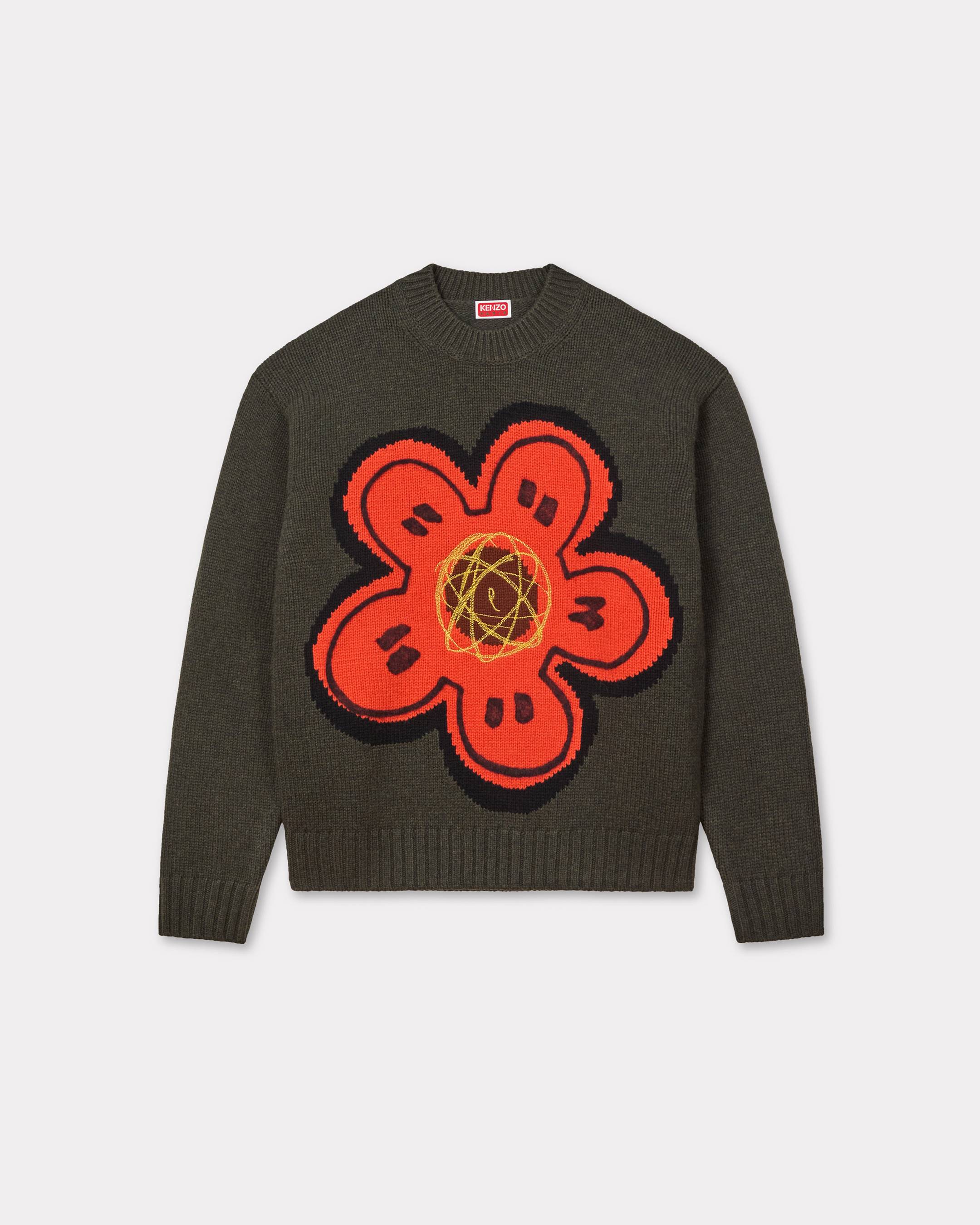 KENZO 'Kenzo x Futura 2000' Embroidered Knitted Jumper In Wool Khaki Green Mens - Size Xxl