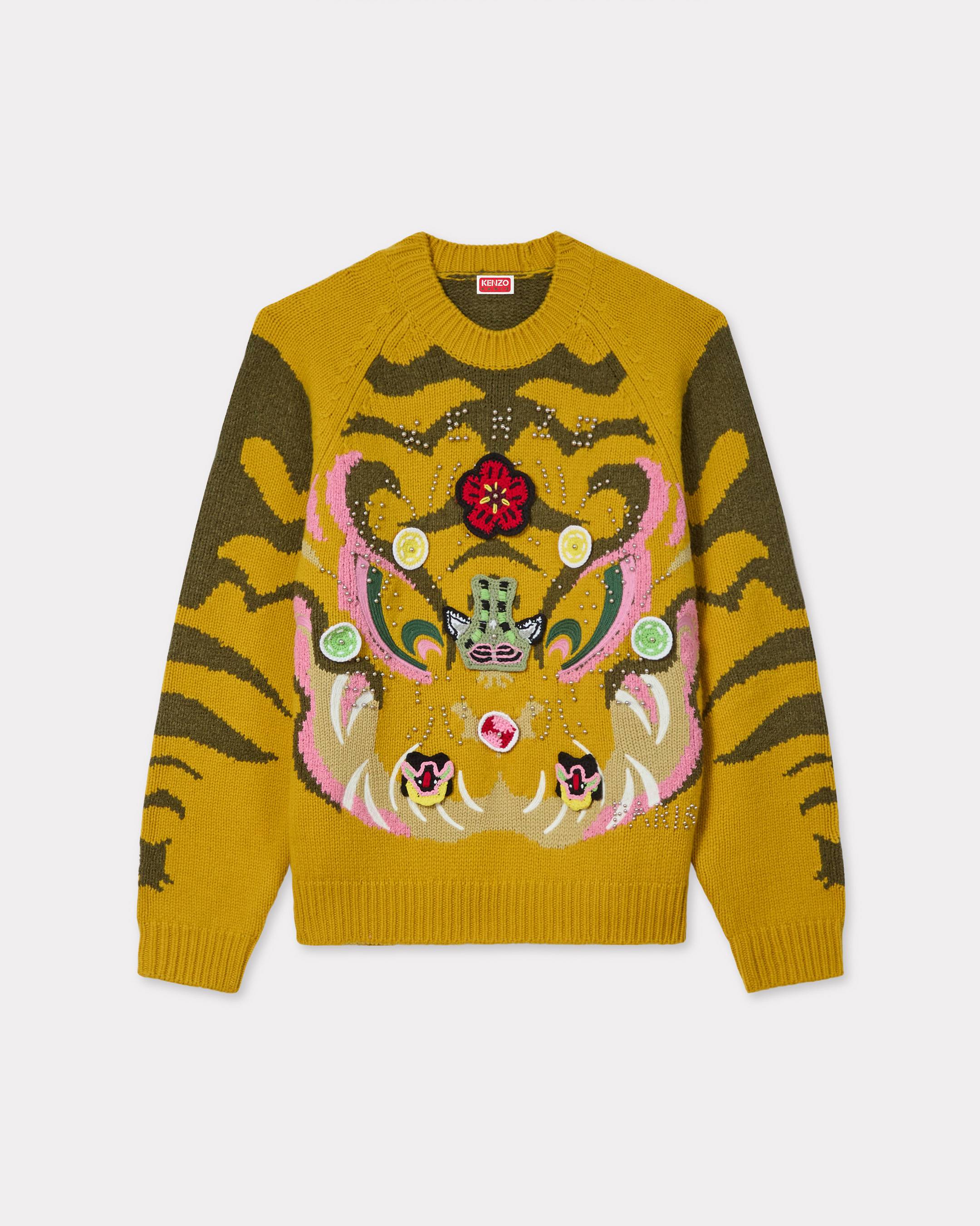 KENZO ' Pachinko' Embroidered Sweater In Wool Cotton, Man, Golden Yellow, Size S, Cotton
